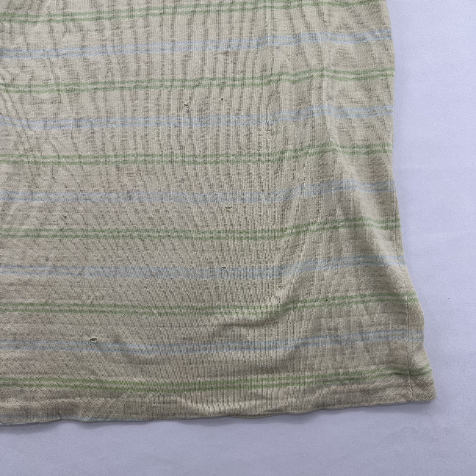 VTG 70s Sears Distressed Striped Green Thin Tight T Shirt Size Large