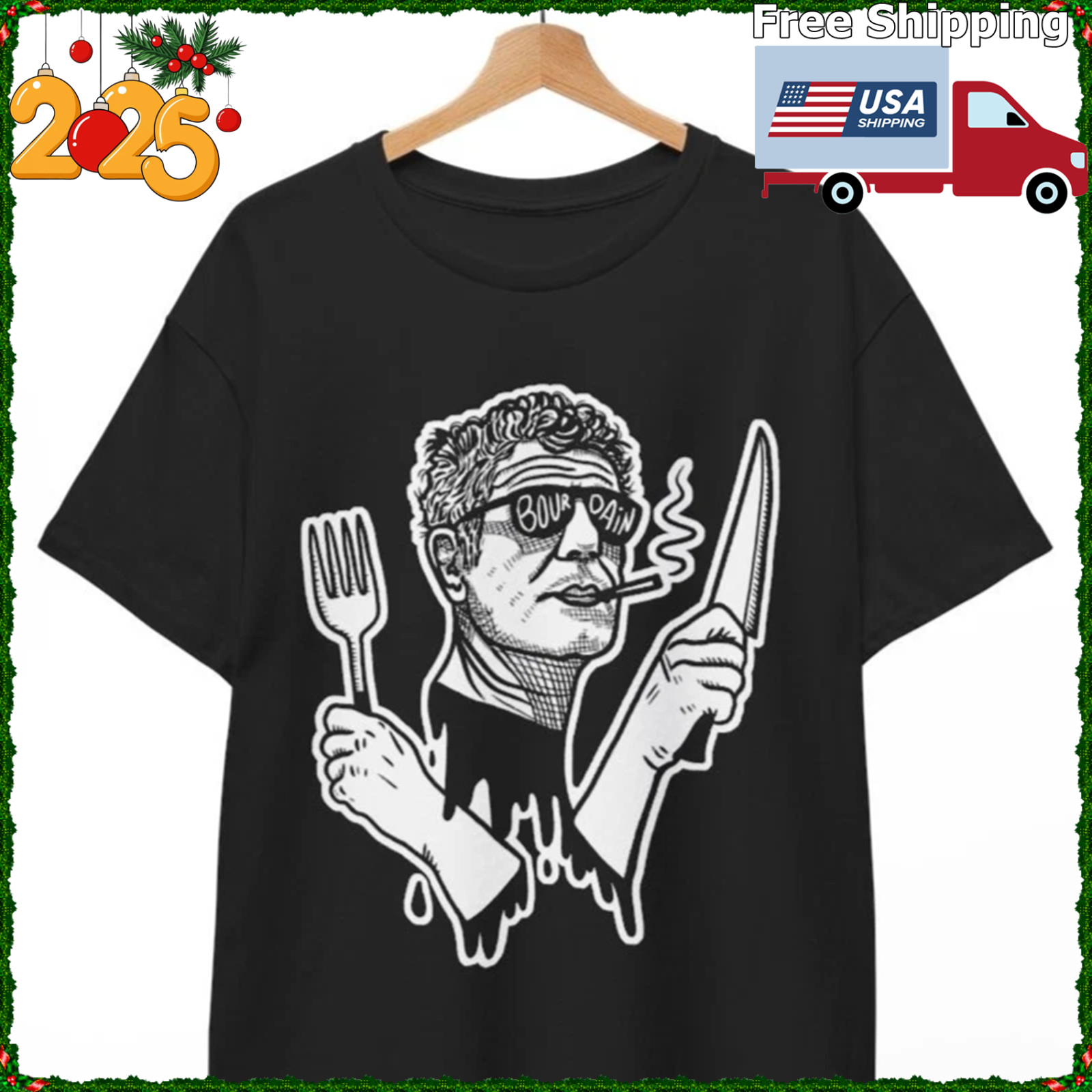 Anthony Bourdain (Knife and Fork) T-shirt Unisex Tee