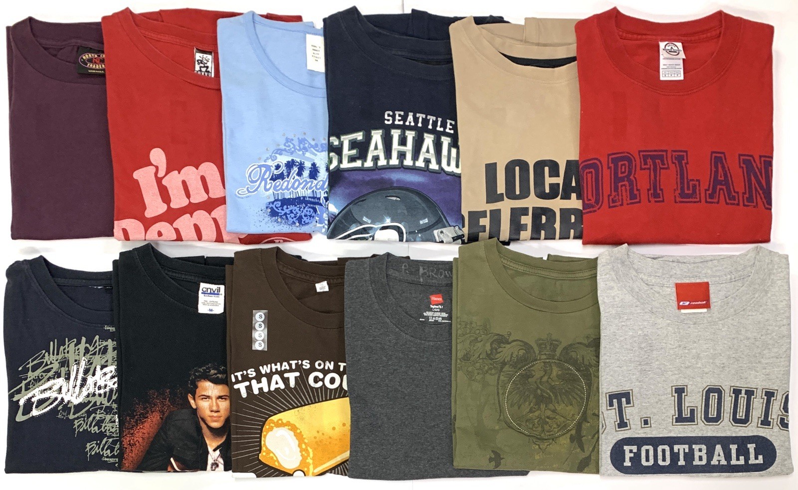 Graphic T-shirt Lot Of 12 Shirts 3 Small • 3 Medium • 3 large • 3 XL Bargain! a