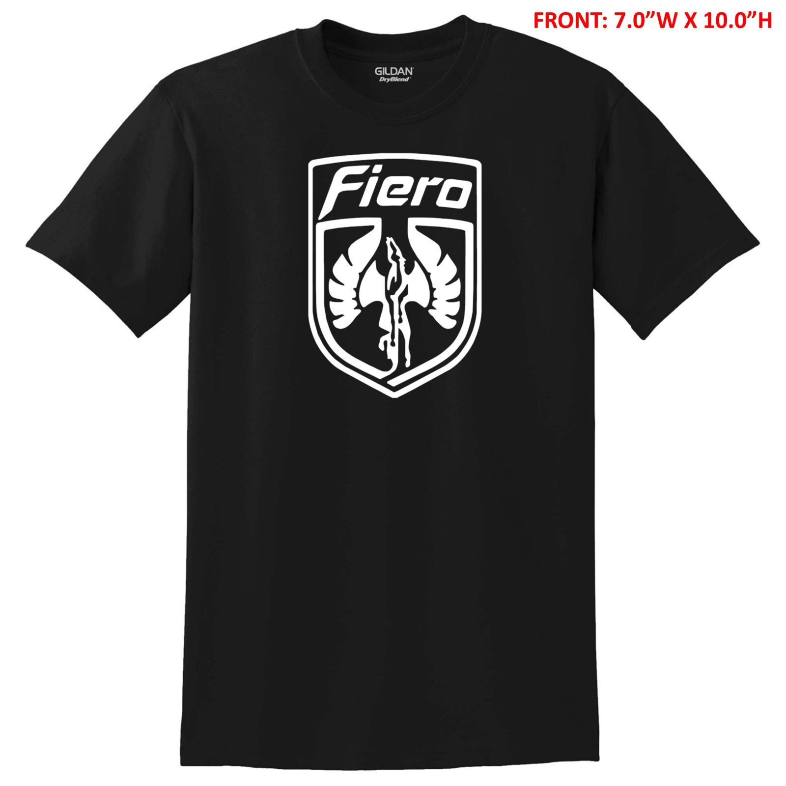 PONTIAC FIERO EMBLEM 7.0″W x 10.0″H UNISEX GILDAN T-SHIRT S-3X -12 COLOR OPTIONS