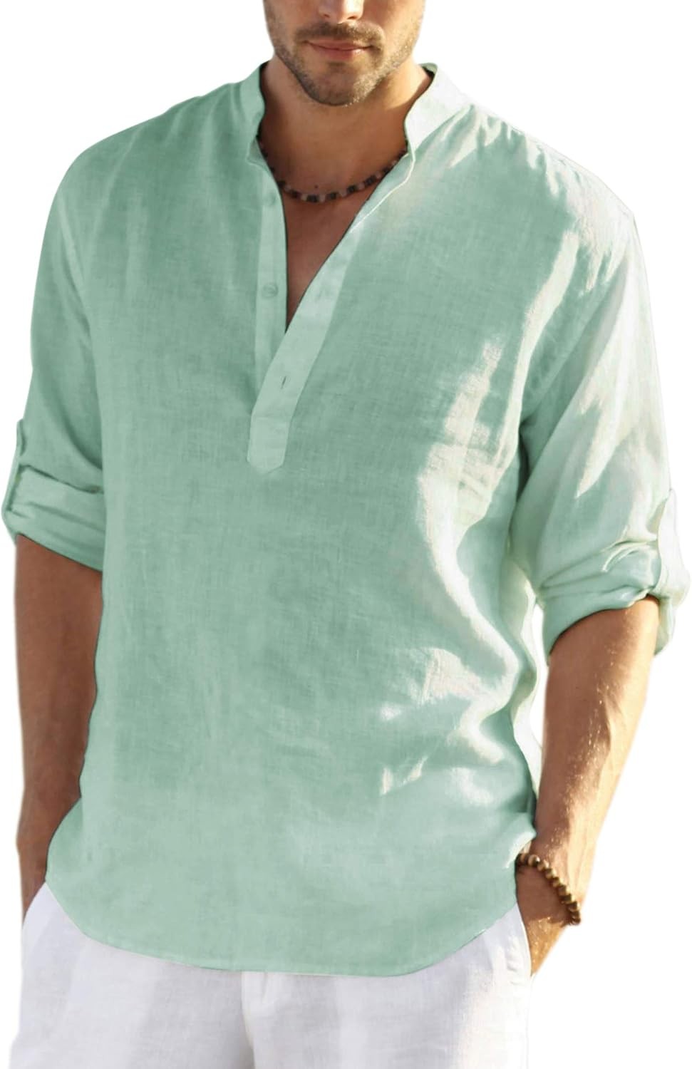 Men’s Shirt Long Sleeve Size 3X-Large Relaxed Fit Summer Cotton,Linen COOFANDY
