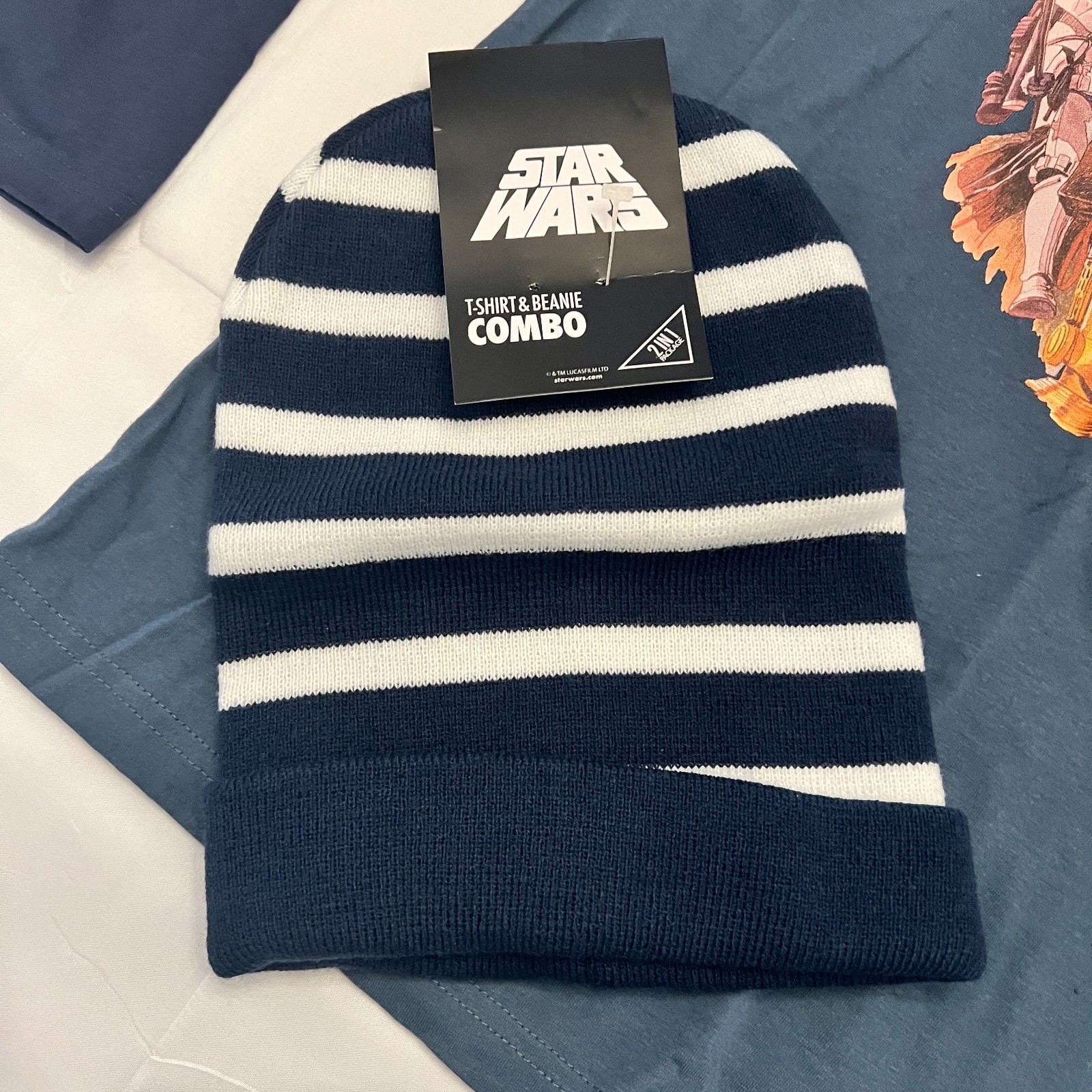 Star Wars Long Sleeve T-Shirt & Beanie Combo Sz M – Blue A New Hope Blue 2 Tone