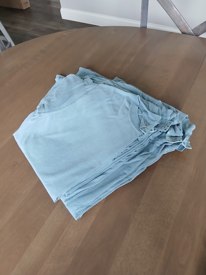 Comfort Colors Blank T-Shirt Ice Blue – 10 SHIRTS – VARIOUS SIZES – S, M, L, XL
