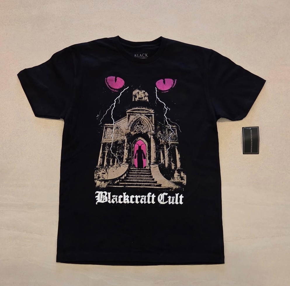 BLACKCRAFT Cult T-Shirt Black sizeL Gothic Occult Graphic Lightning Eyes New