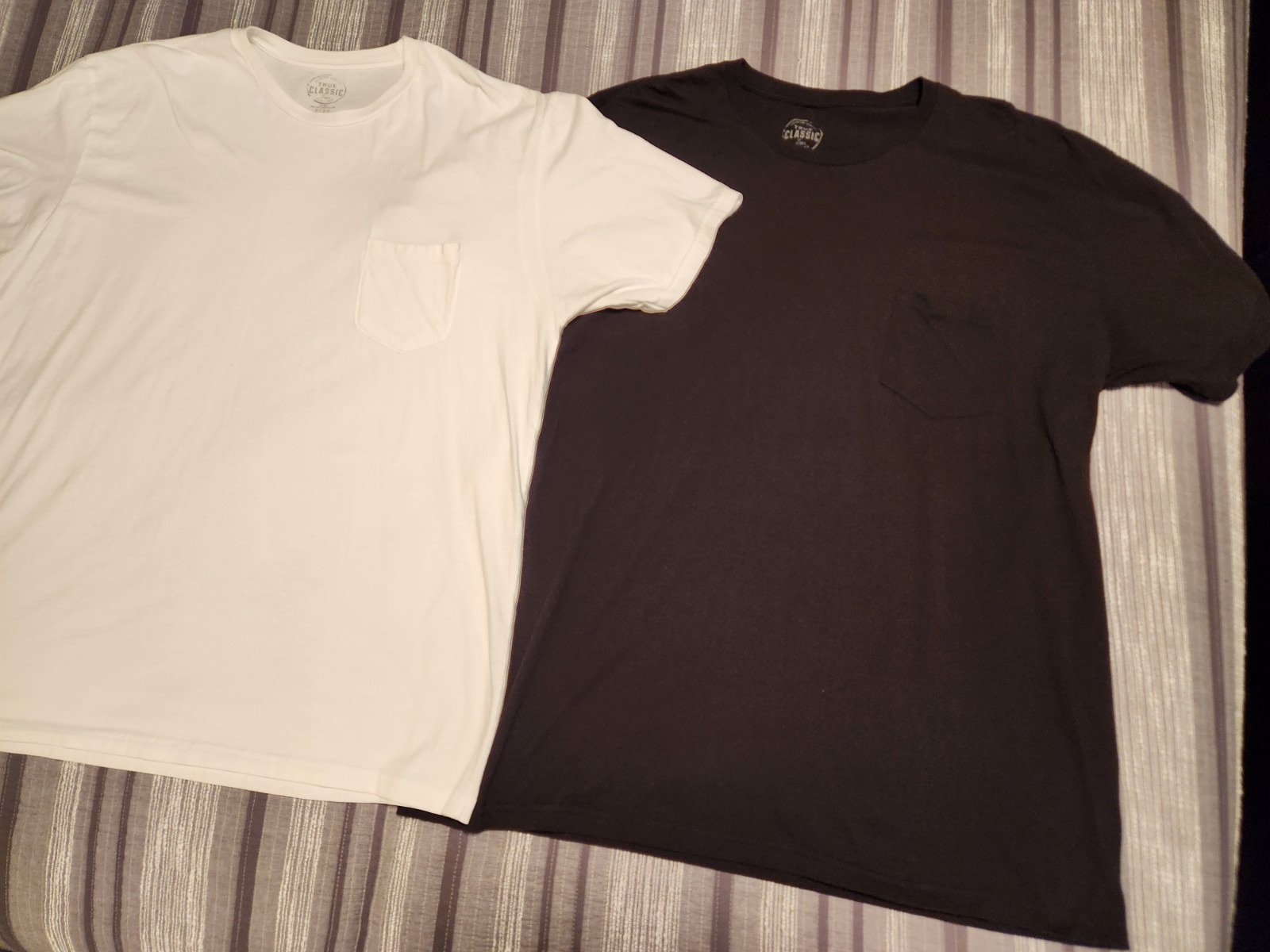 😎2-Pack Premium True Classic Quality Crew Neck POCKET T-Shirts Black White XXL