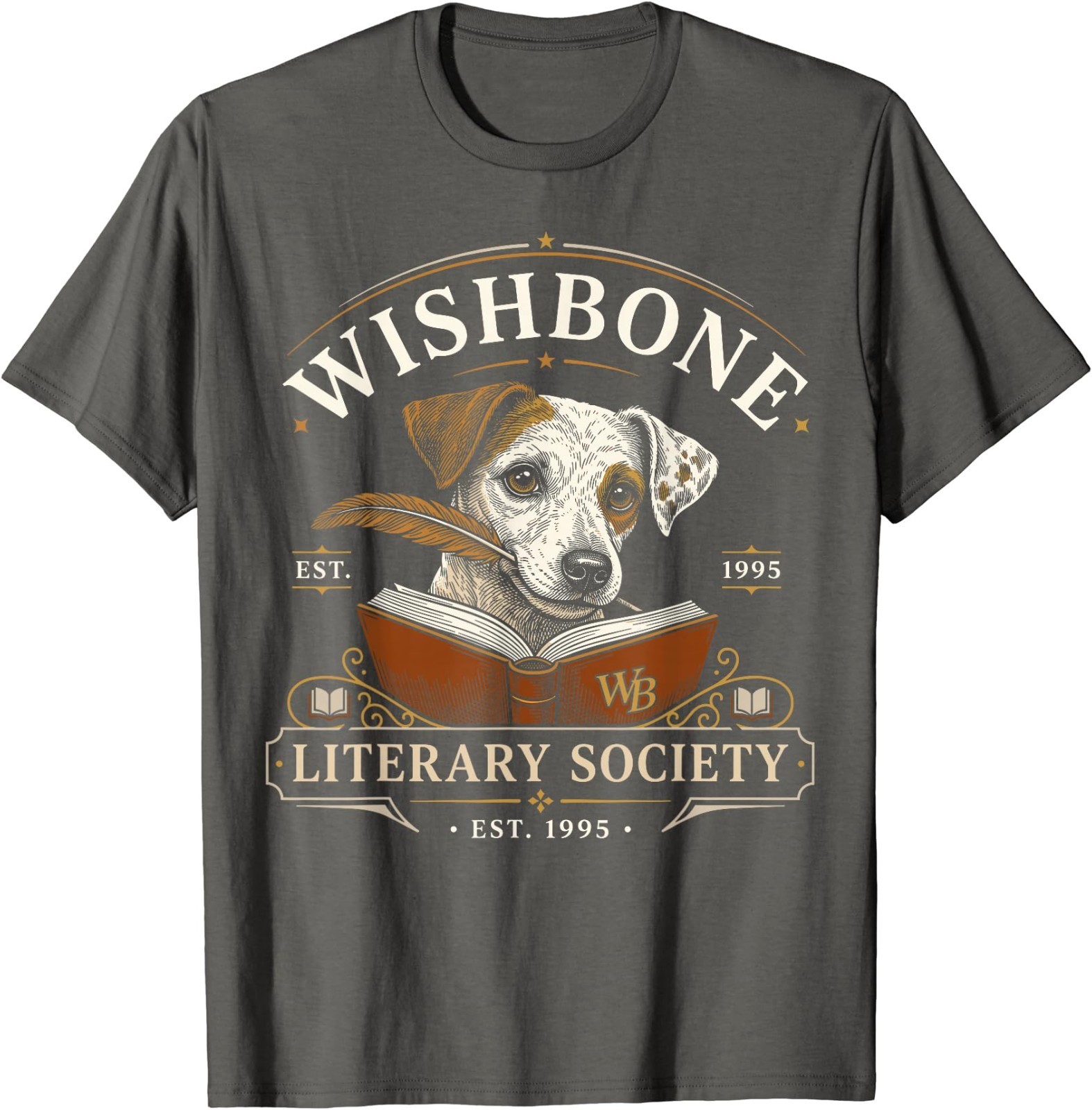 Wishbone Literary Society Est 1995 Dog Reader Vintage T-Shirt