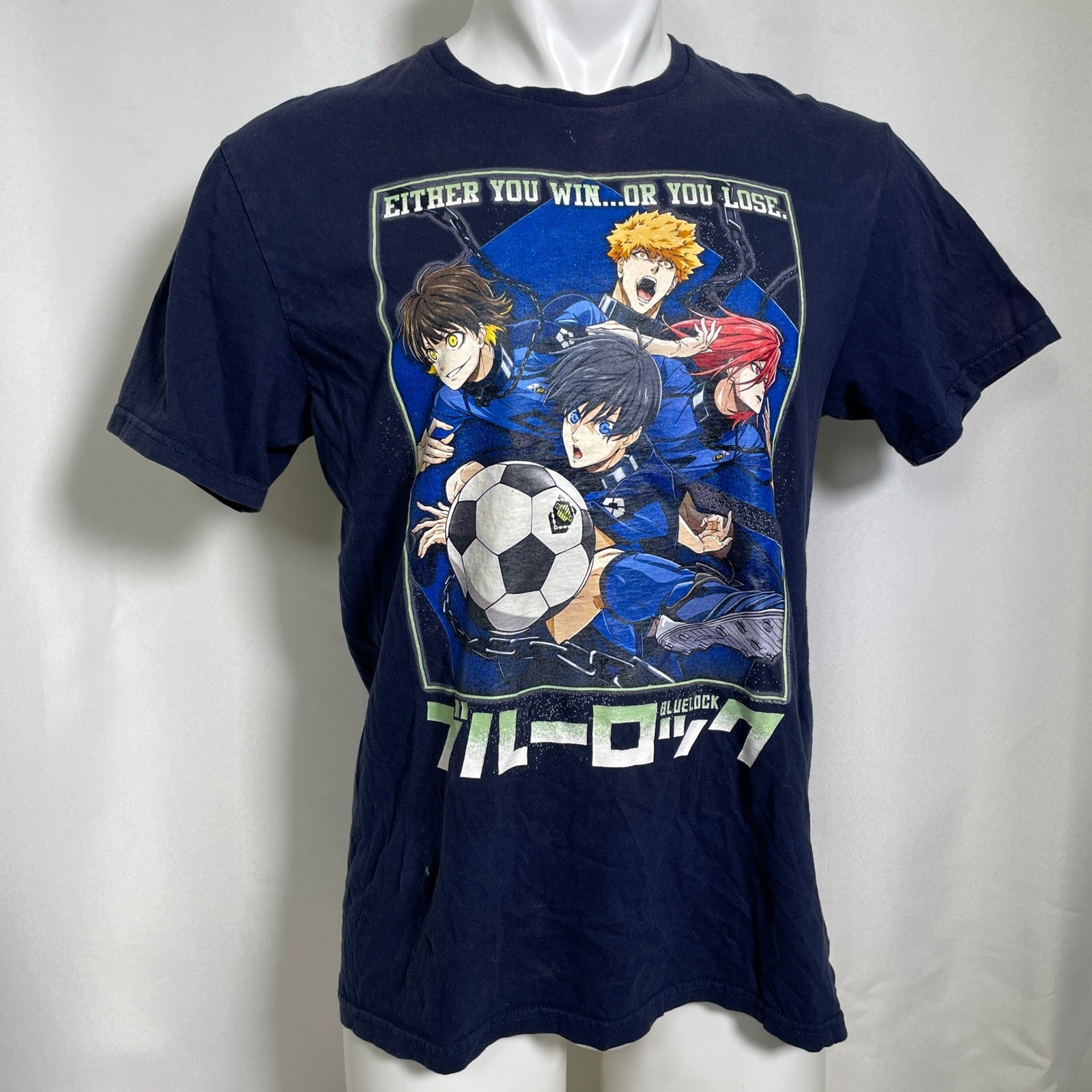 Blue Lock Team in Chains Soccer Navy Blue Ripple Junction T-Shirt Men’s LARGE