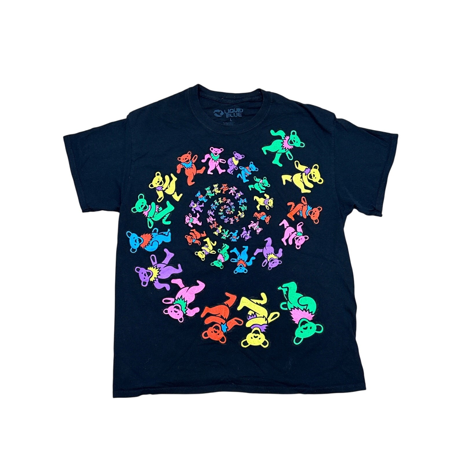 Liquid Blue Neon Rainbow Grateful Dead Dancing Bears Large psychedelic shirt