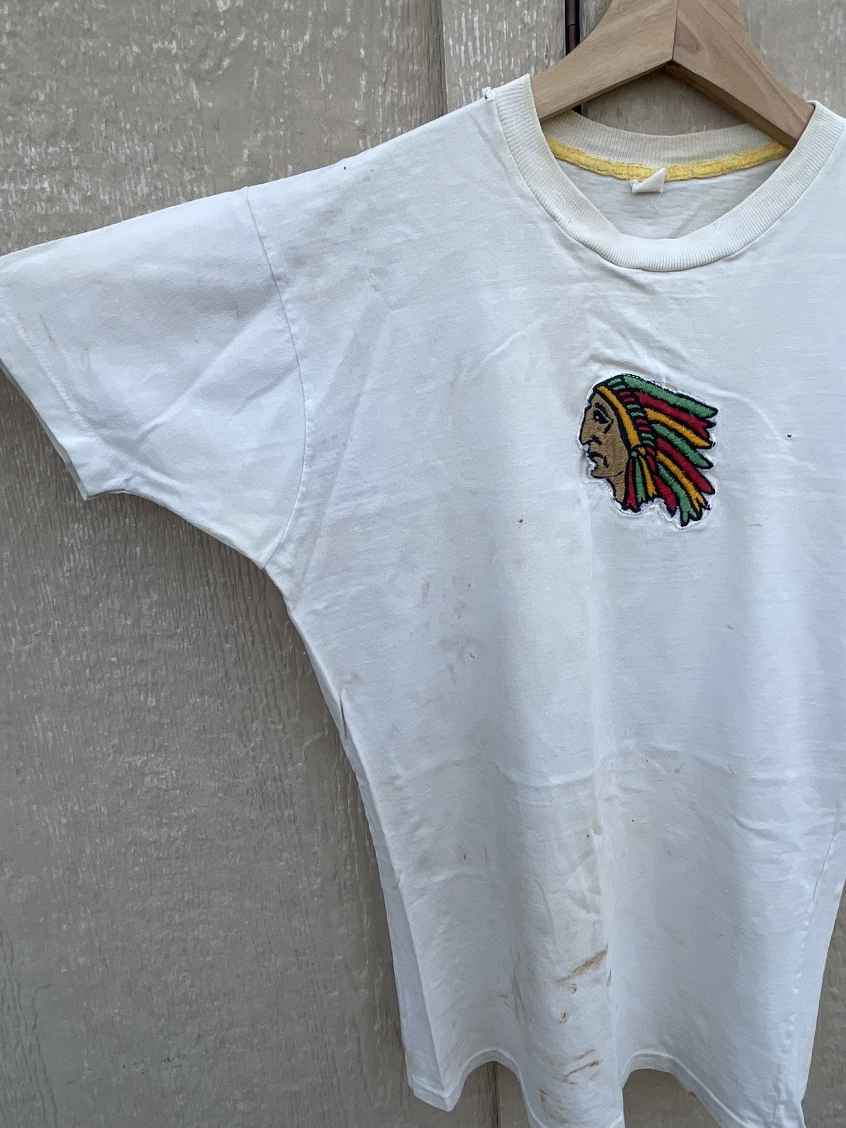 Vintage 60s Native American Chief Head T Shirt School BC USA Made Sz S 50s