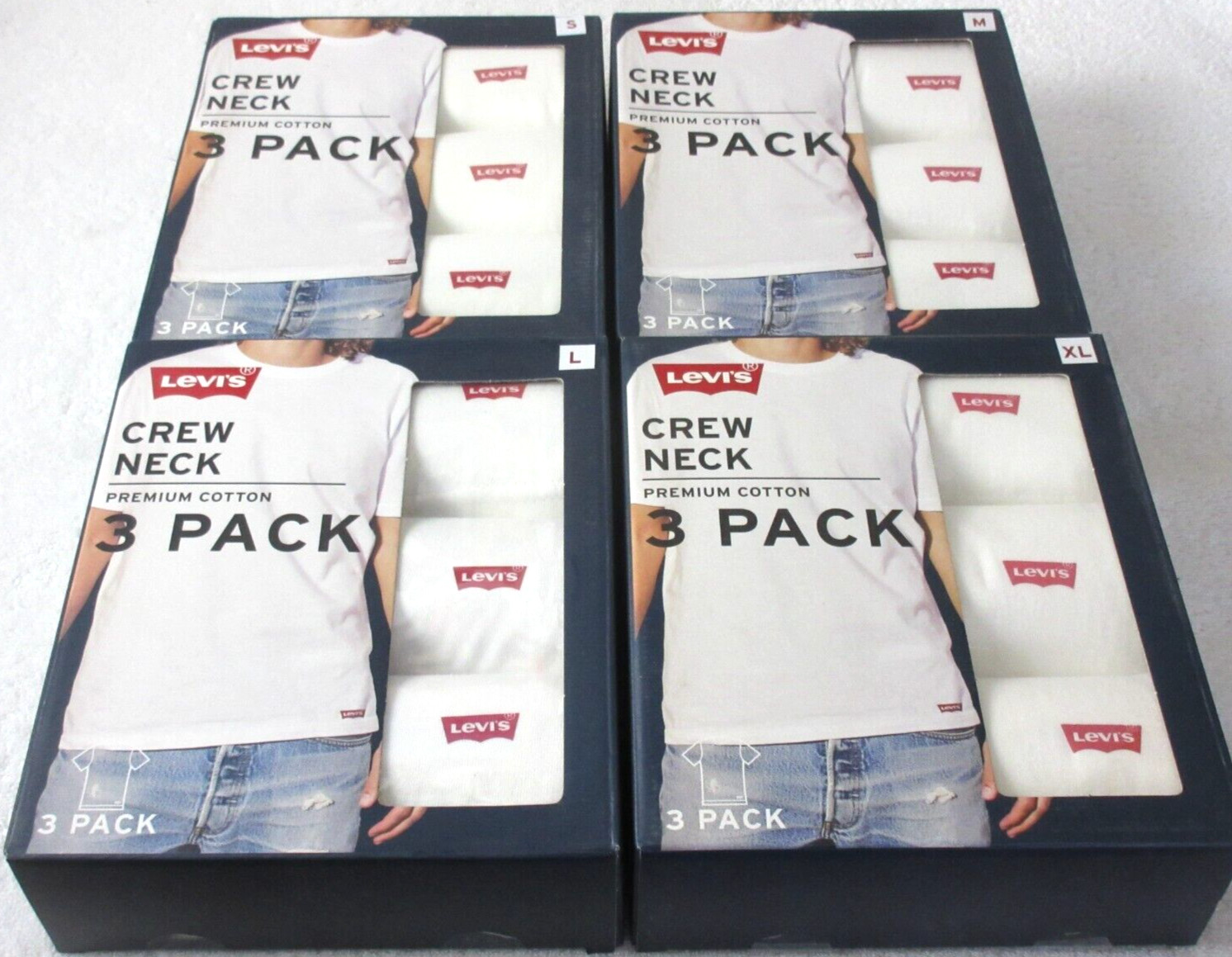 Levi’s Men’s Crewneck Premium Cotton 3 Pack Tee shirts White NIB Ships Free
