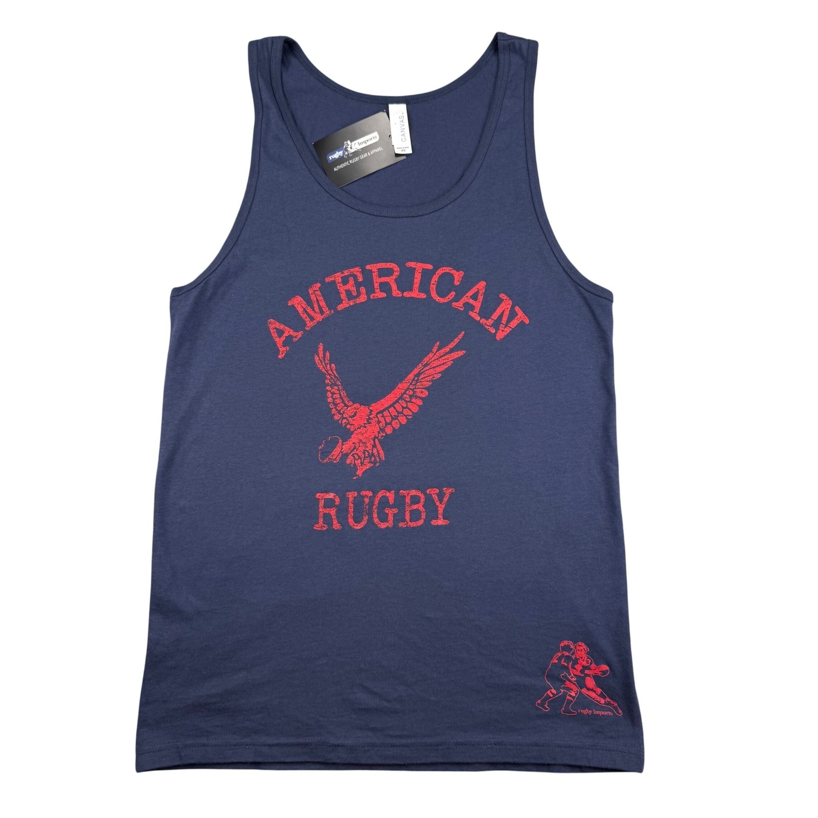 Rugby Imports American Rugby Tank Top Navy Blue Red Graphic XS 100% COTTON