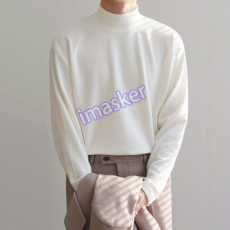 Winter Half-high Collar T Shirt for Men Fashion Long Sleeve T Shirts Men