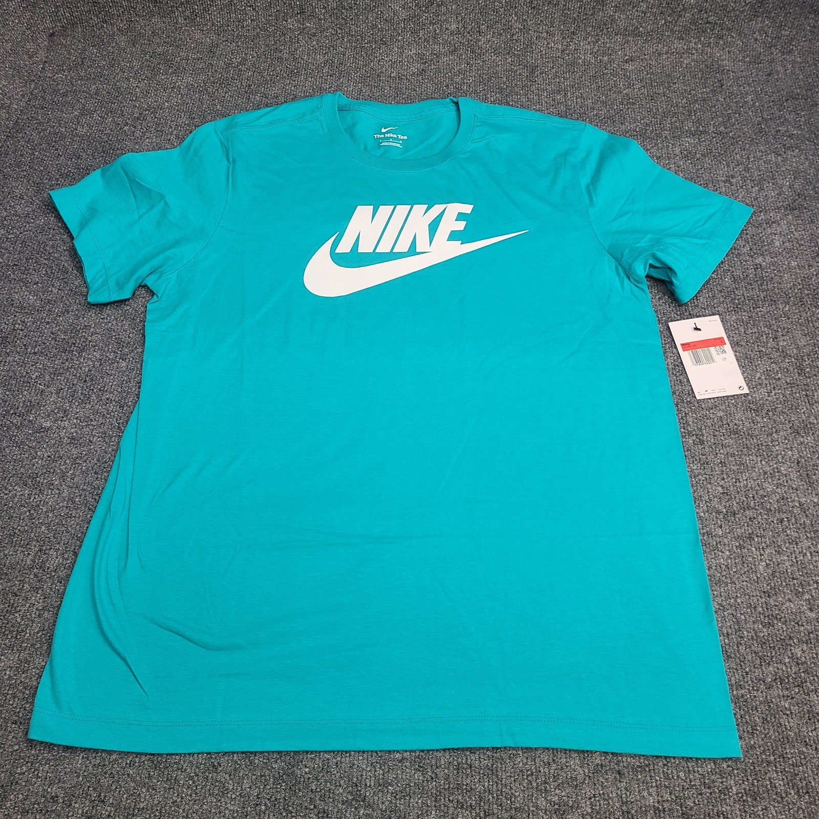 Nike Shirt Mens Large Turquise Green White Futura Logo Sportswear Cotton Tee 28