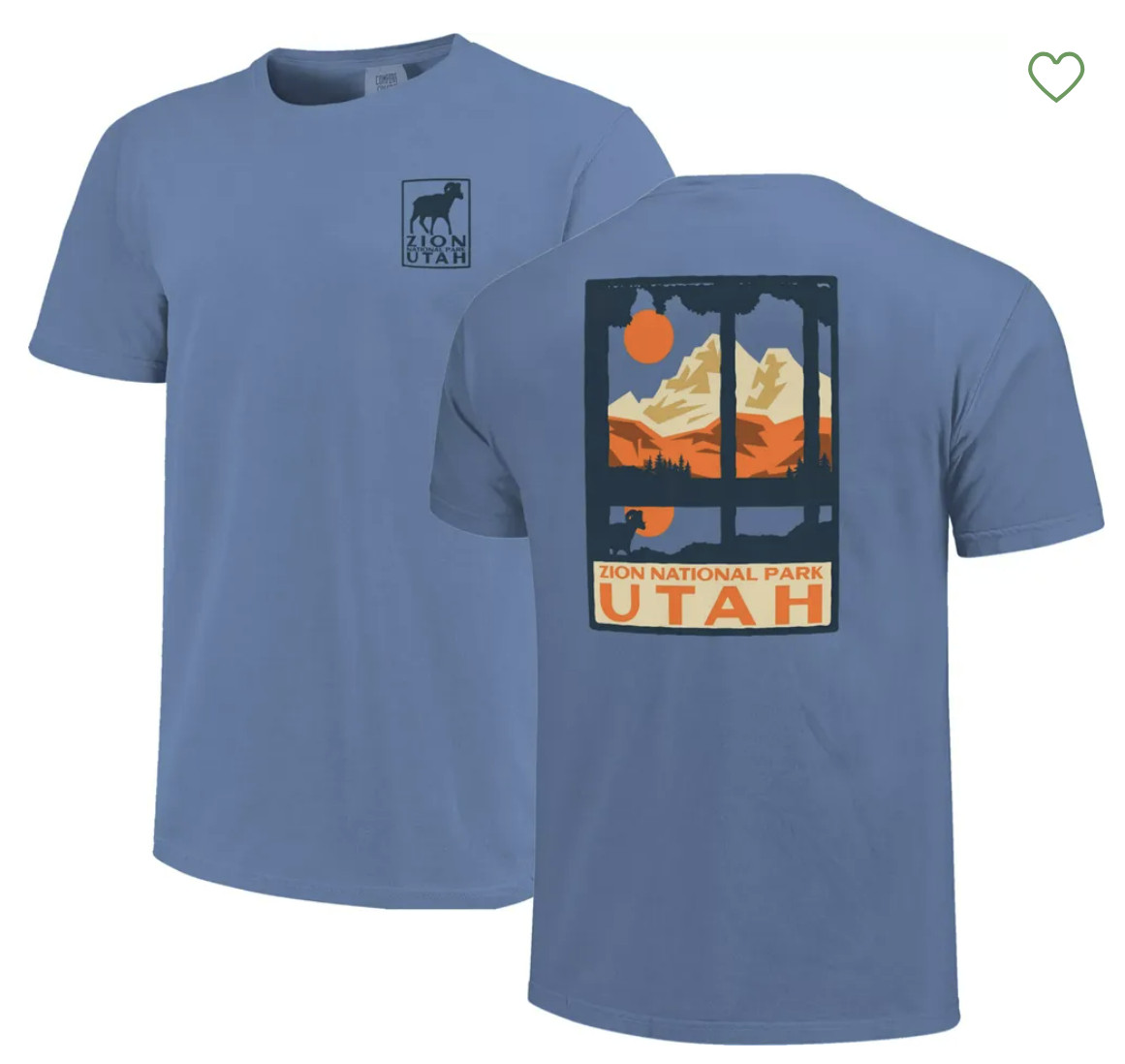 Comfort Colors Men’s Zion National Park T-Shirt S Washed Denim Through The Woods