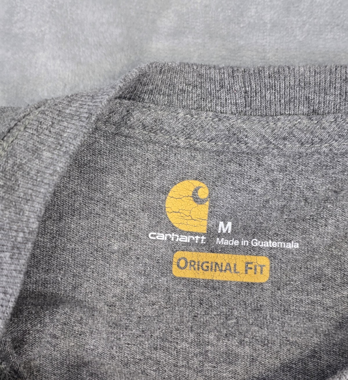 Carhartt Mens Long Sleeve Original Fit Pocket T-Shirt Size Medium Grey Flawed