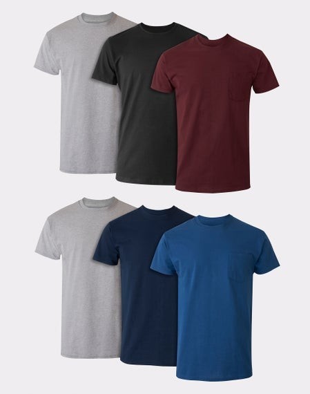 Men’s Cotton Pocket T-Shirt, Moisture-Wicking with Odor Control, Assorted