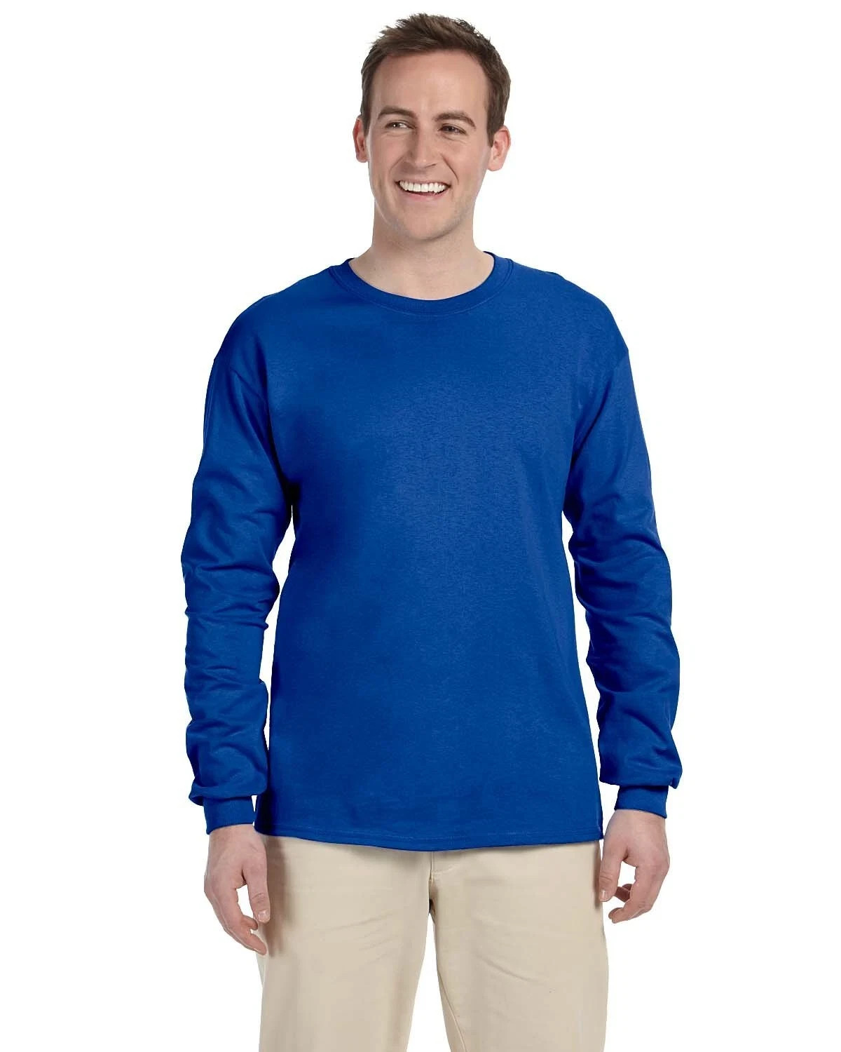 Gildan G240 Men’s Ultra Preshrunk Cotton Crew Neck Long Sleeve Tee Top T-Shirt