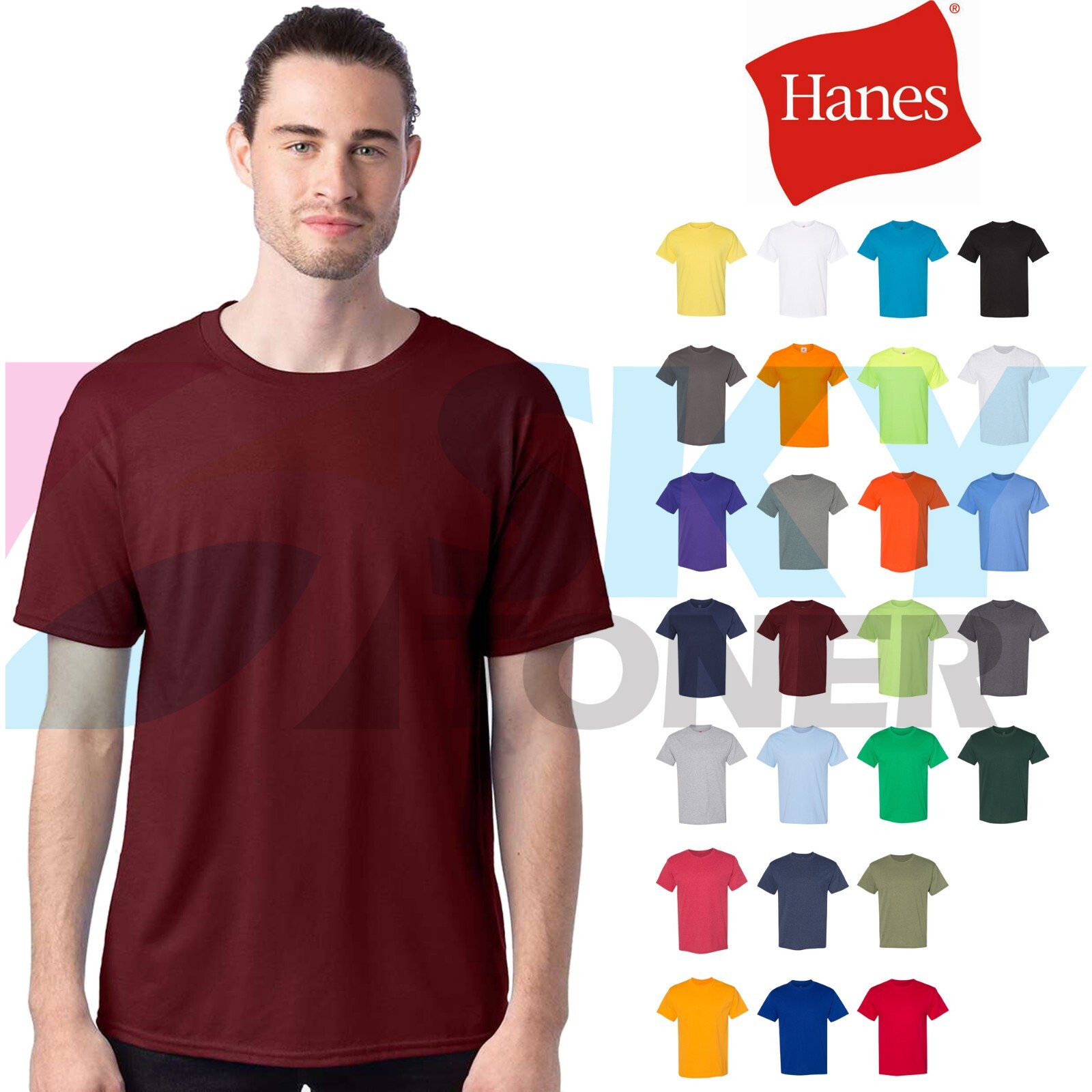Hanes 5170 Men’s EcoSmart Tee 50/50 Cotton/Polyester Plain Basic T-Shirt