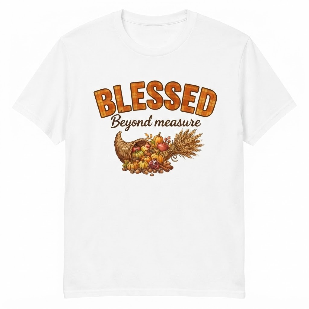 Blessed Beyond Measure Thanksgiving Autumn Cornucopia Fall Harvest T-shirt