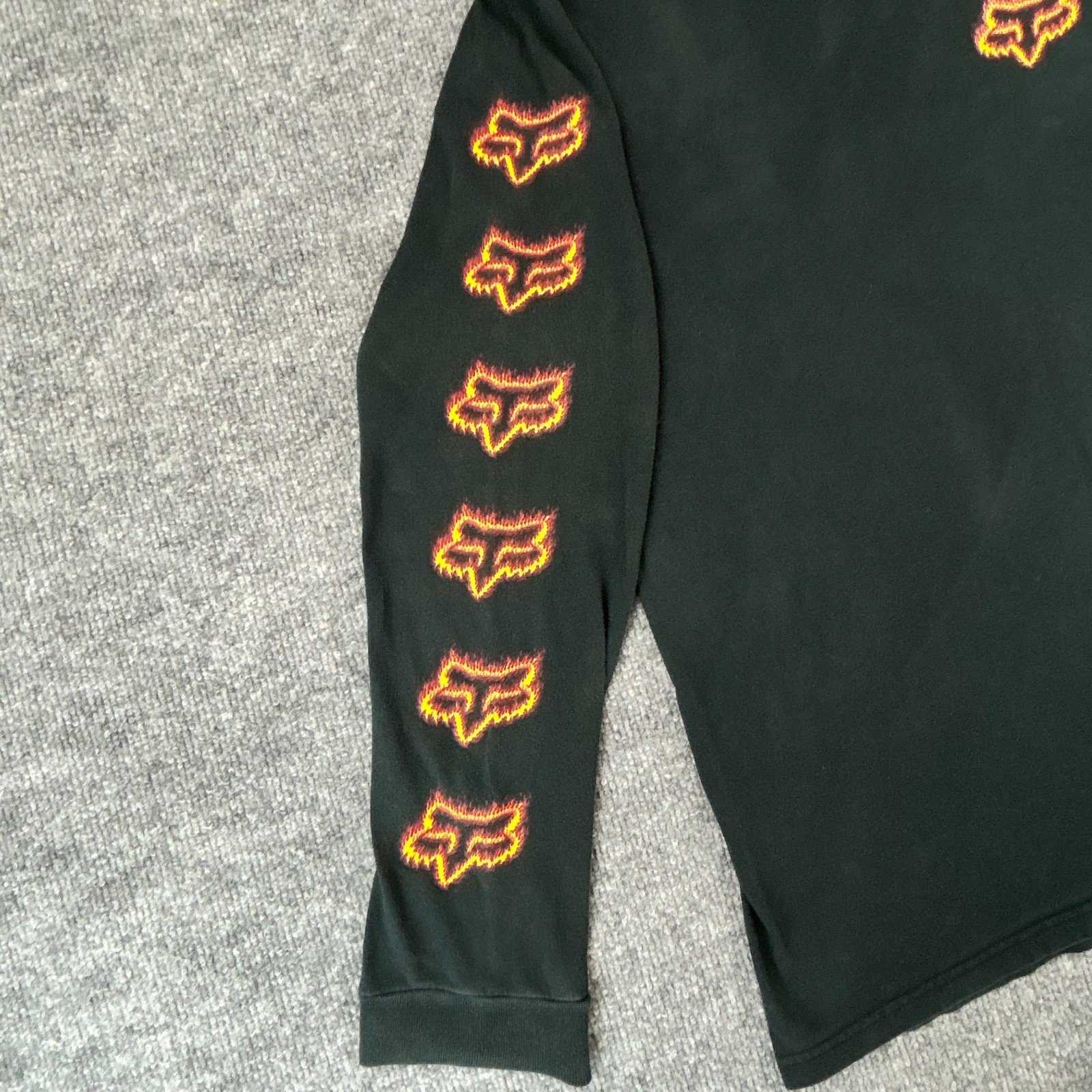 Fox Racing Shirt Mens Medium Black Motocross Faded Biker Streetwear Pullover Y2K
