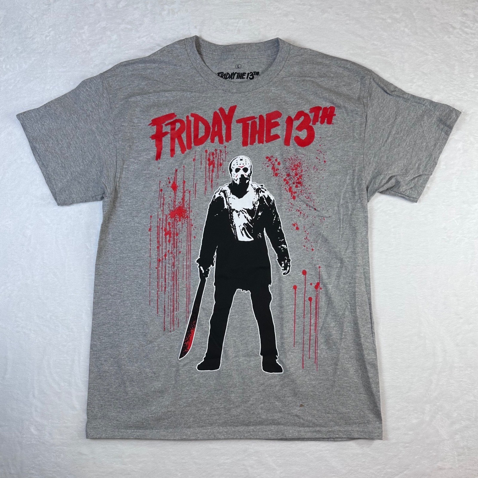 New Friday the 13th Jason Voorhees Graphic T-Shirt Grey Horror Movie Mens Large