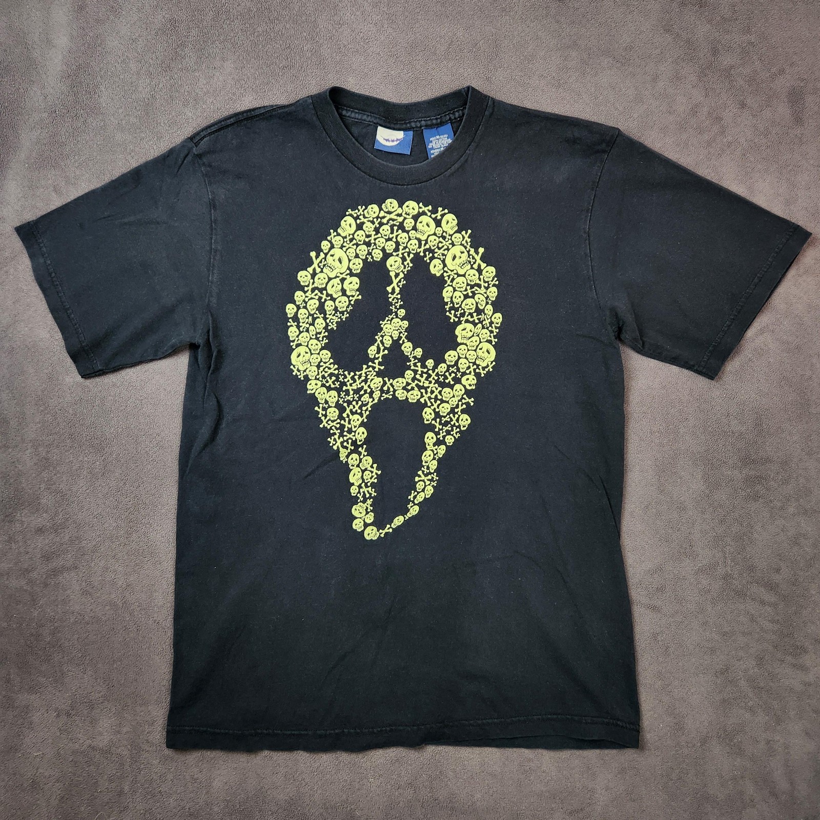 Vintage Ghostface Scream Mask Shirt Mens Medium Black Glow In The Dark Movie Tee