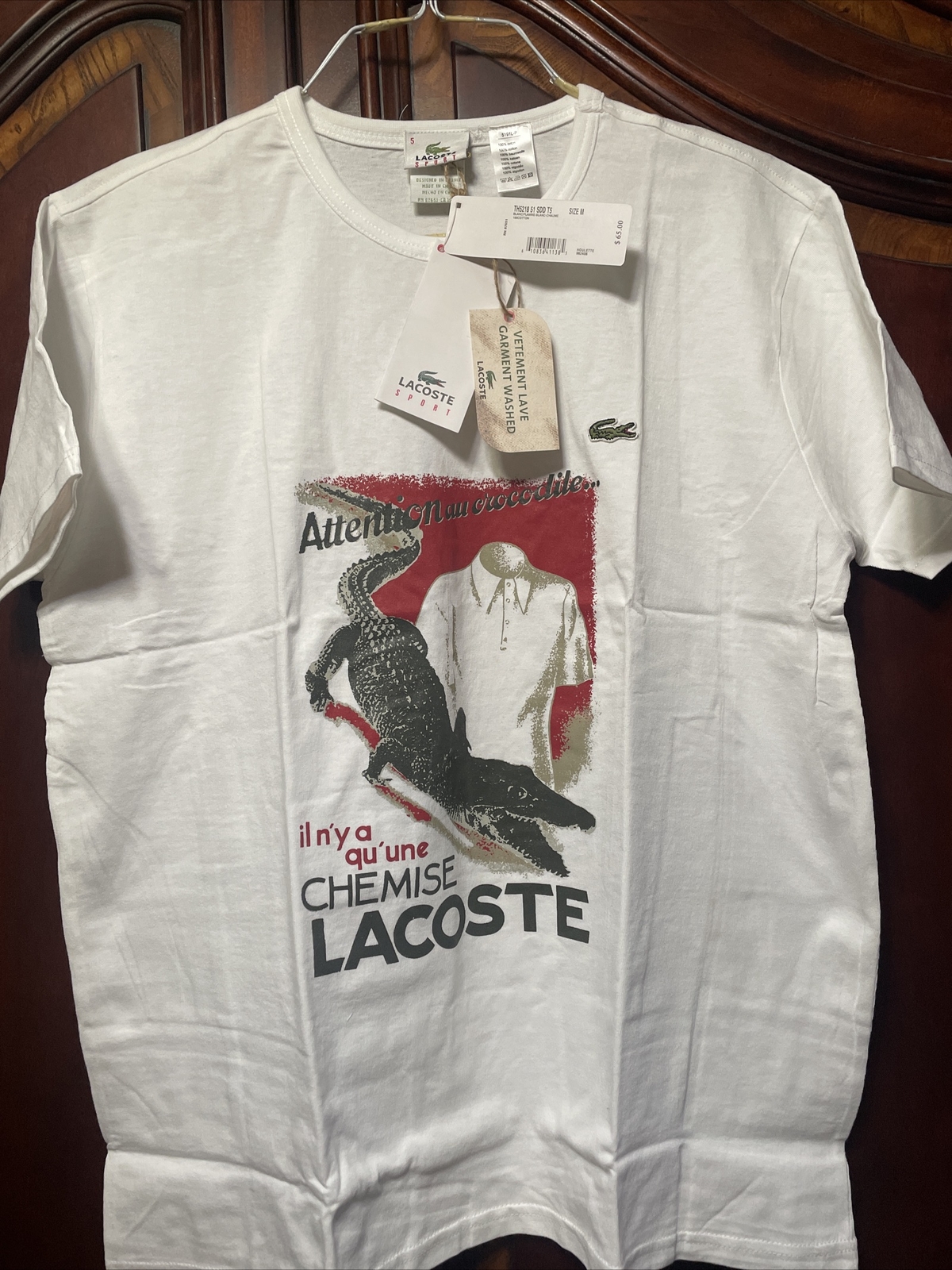 LACOSTE SPORT T-Shirt SIZE 5 / M Chemise Crew Neck Tee CROC