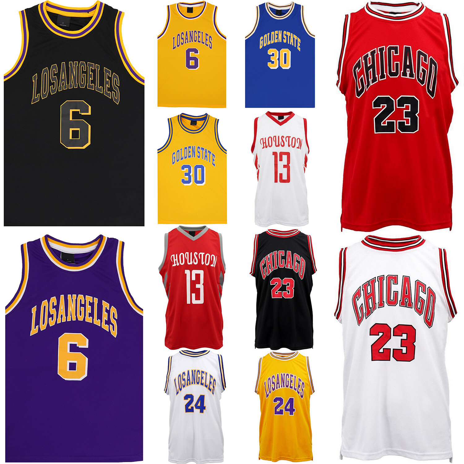 Zmart Men’s Basketball Jersey Sports T Shirt Tee Vest Gym Chicago Los Angeles