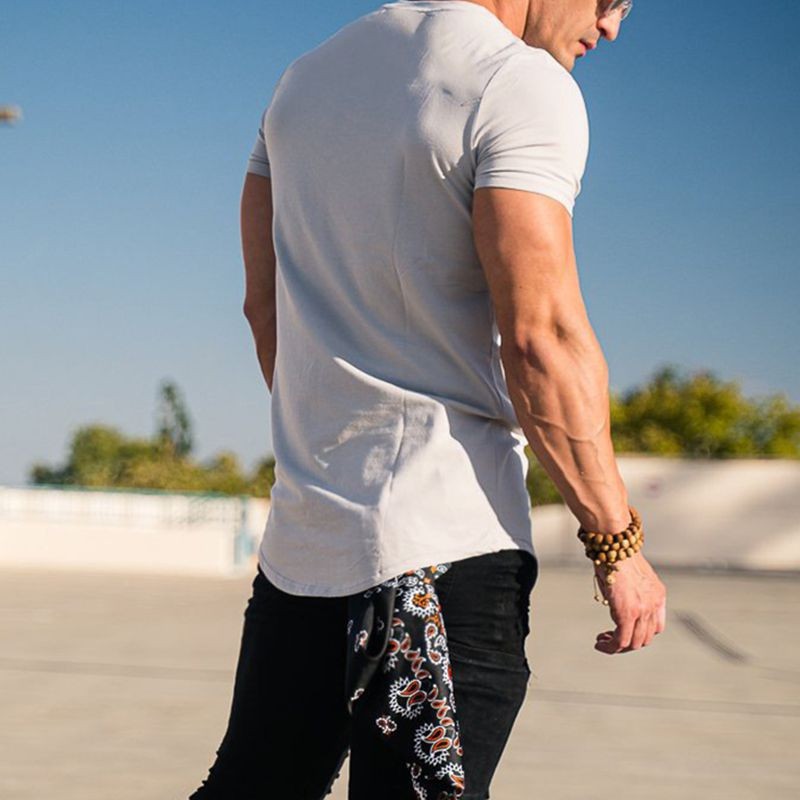 Sport Fitness T-shirt Men Bodybuilding Short Sleeve Workout Shirt Training Sp
