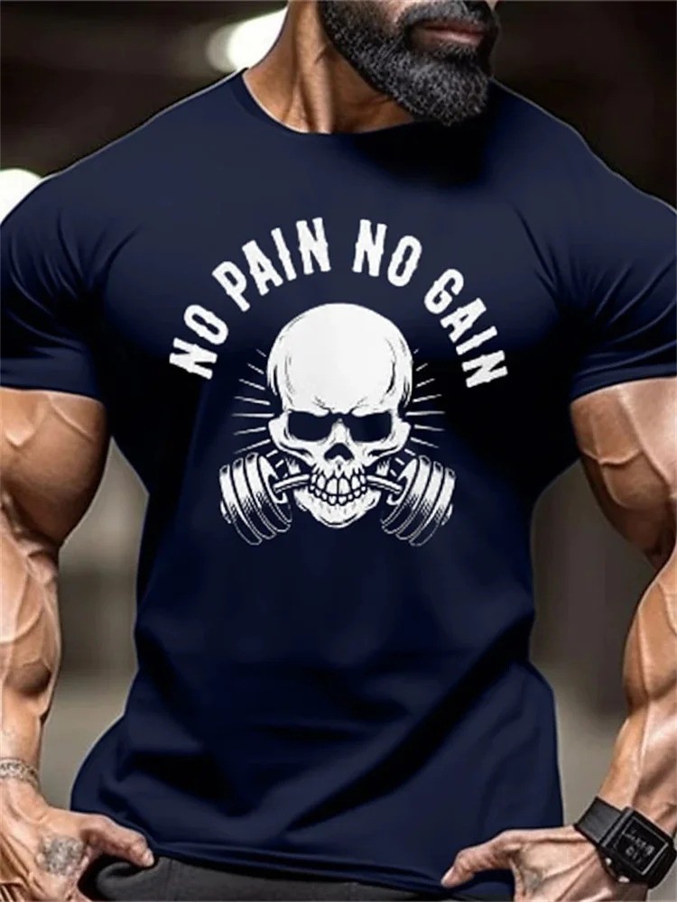 Men’s Sport Workout Gym Regular Fit 100% Cotton T-Shirt Summer Casual Streetwear