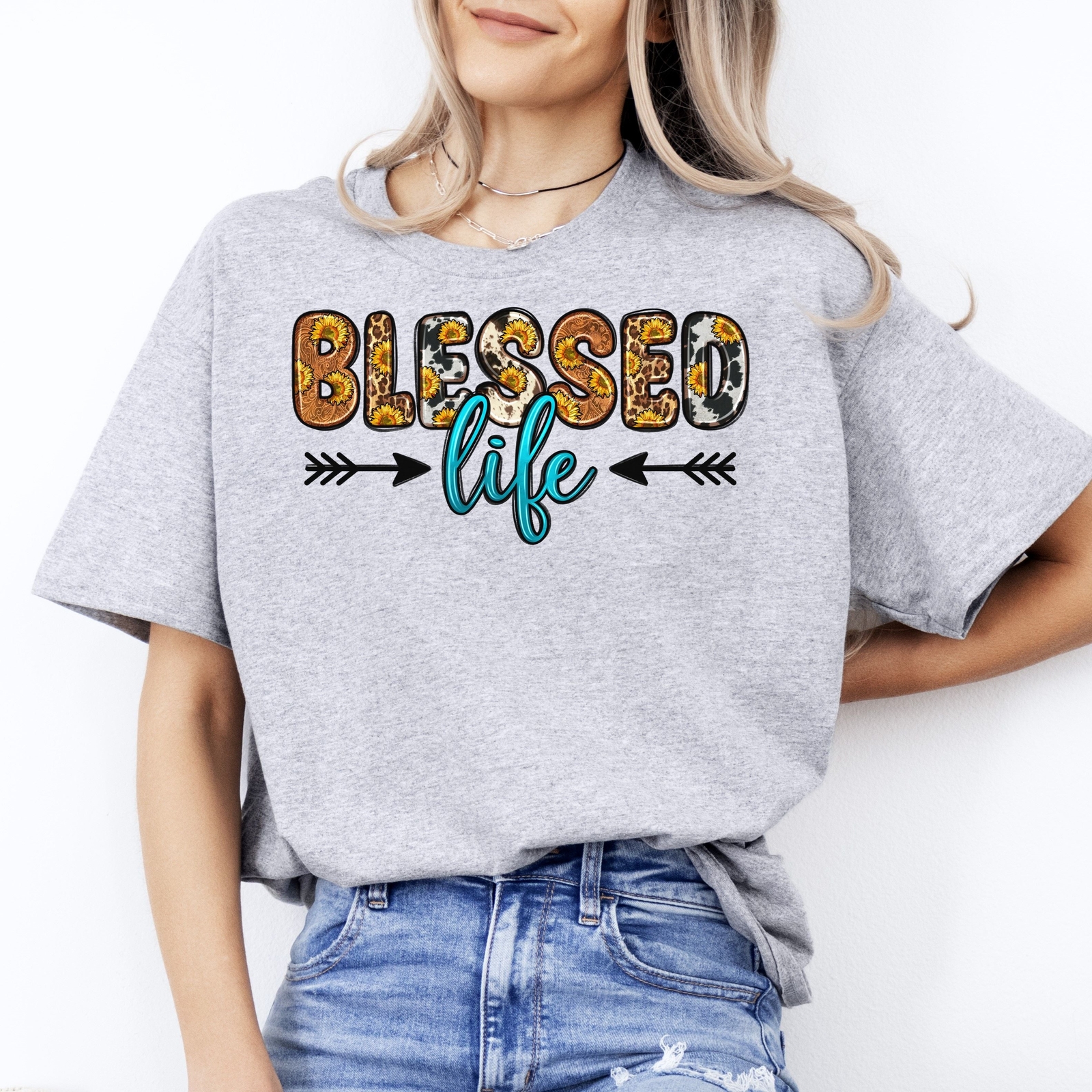 Blessed life T-Shirt Texas Western Blessed Unisex tee Sand White Sport Grey