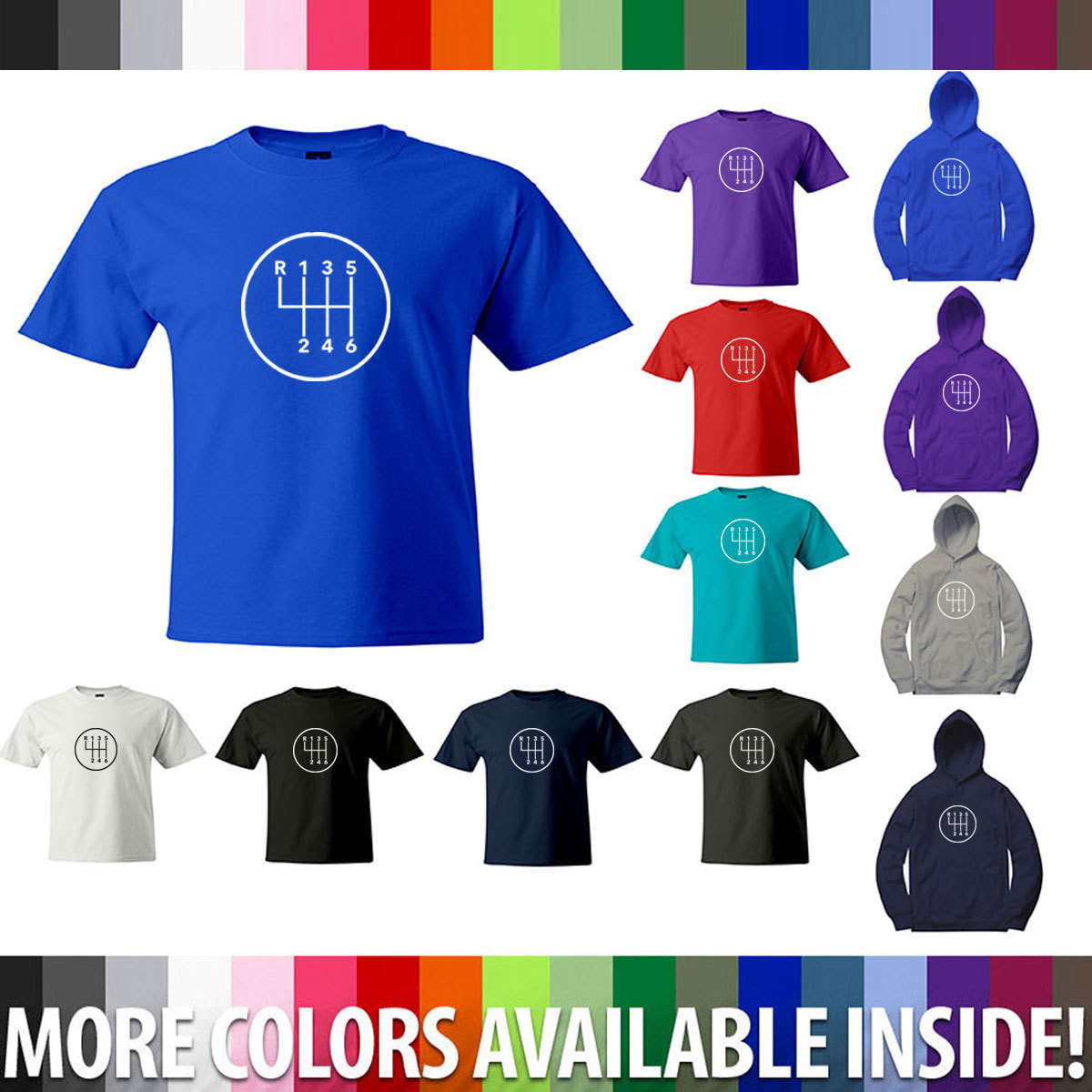 Manual Transmission Shift 6 Speed Stick T-Shirt Sweater Gearshift Manual Gearbox