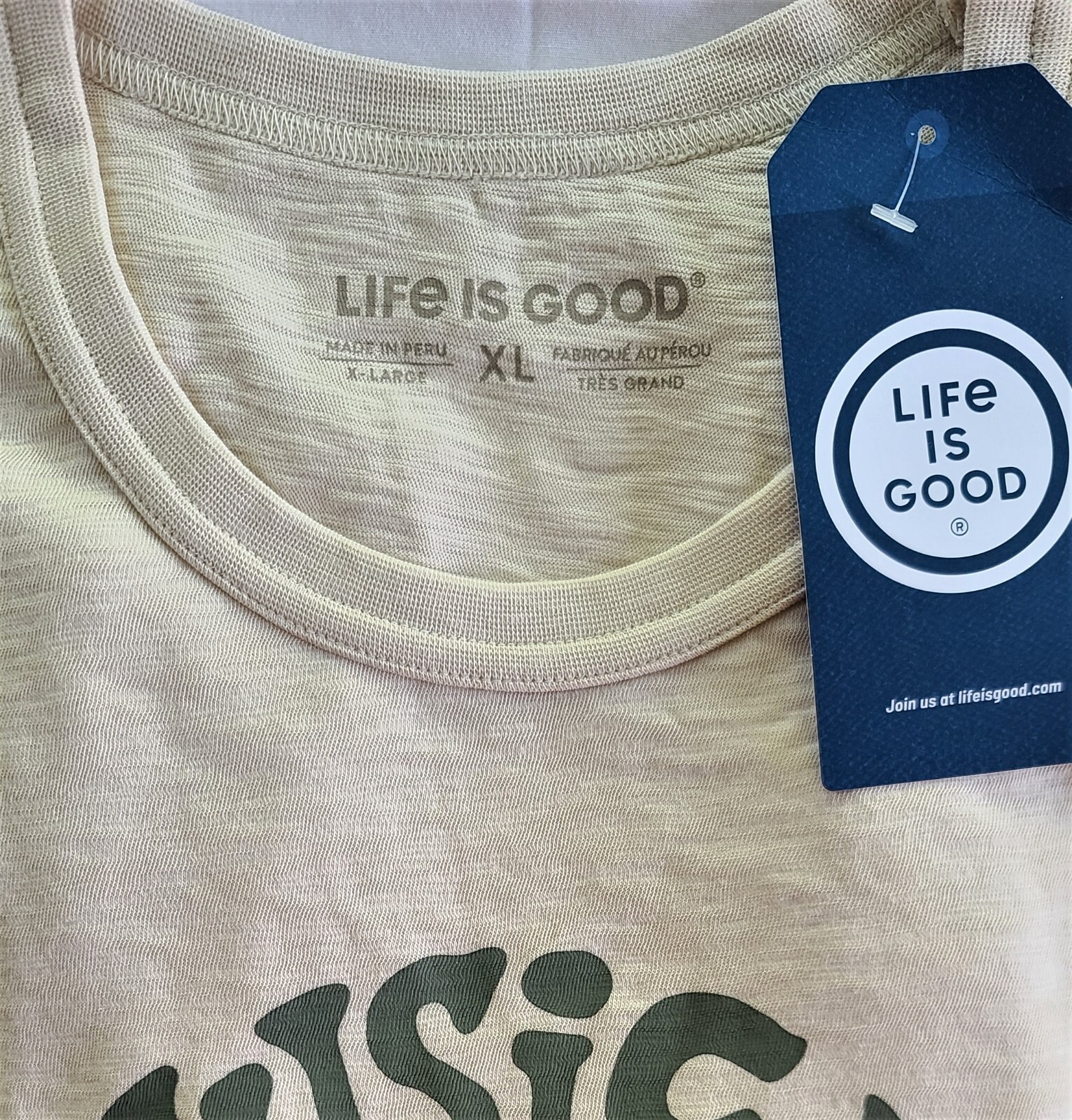 Life Is Good SS Shirt Slub Tee MUSIC IS WHAT COLOR SOUNDS LIKE Chest51in Mens XL
