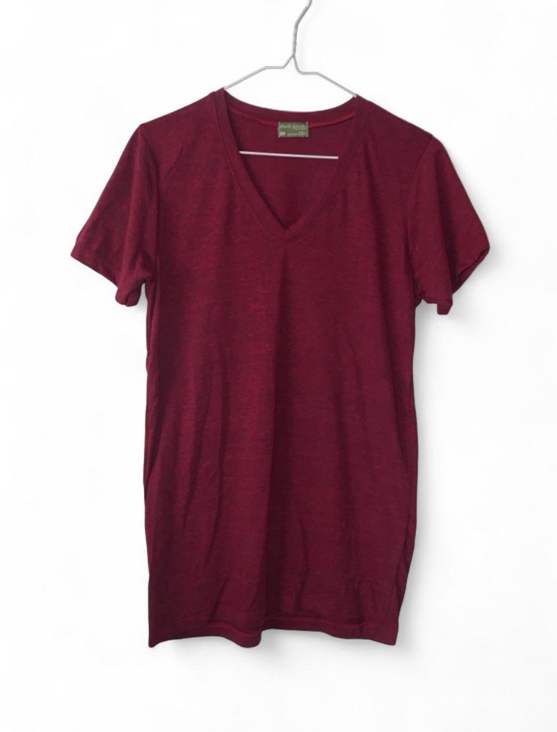 Stock Goods Men’s Burgundy Red Wine Tee T Shirt V-Neck Size M