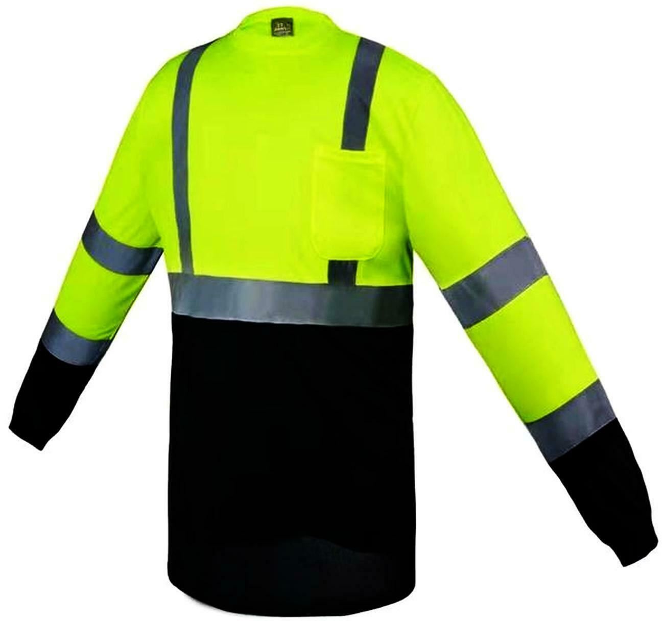 Safety Work Vest T Shirt Long Sleeve Short ANSI High Visibility Reflective Tape