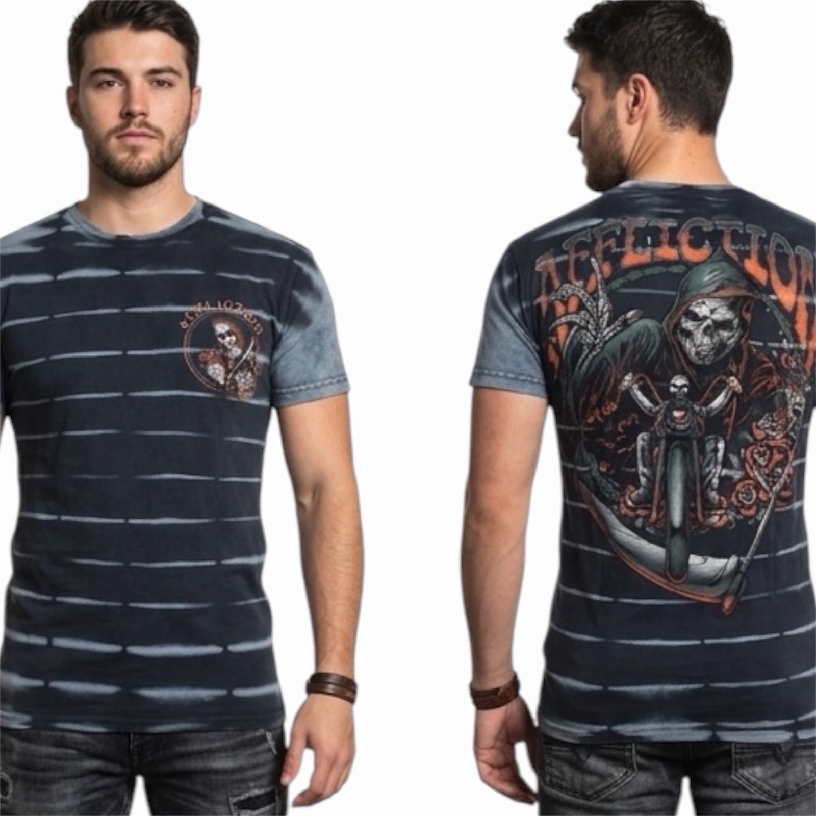 $58 AFFLICTION American Customs HELL RIDER Short Sleeve Slim Fit T-shirt NWT
