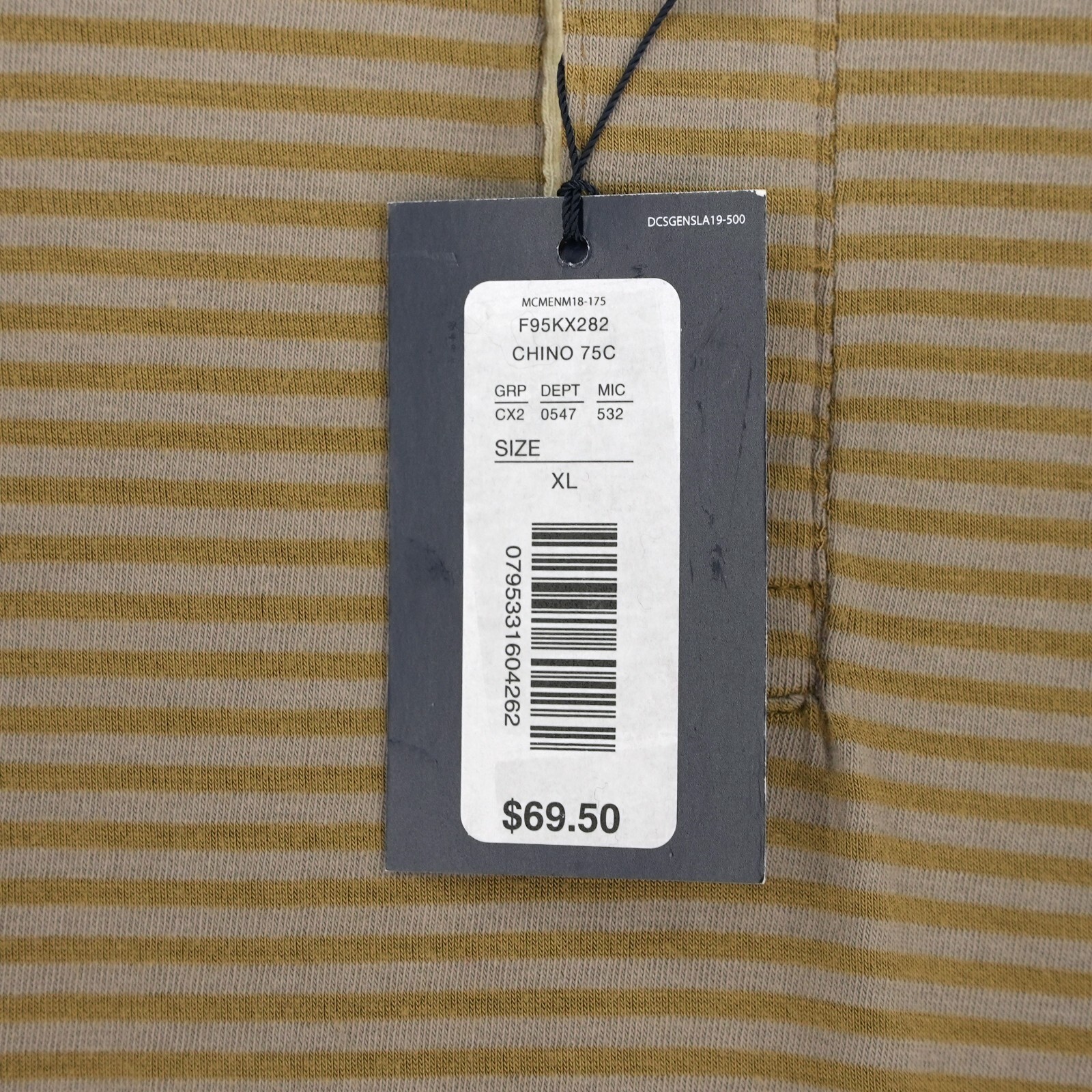 Cremieux Men’s Long-Sleeve Henley Shirt XL Gold Gray Striped NWT FREE SHIPPING