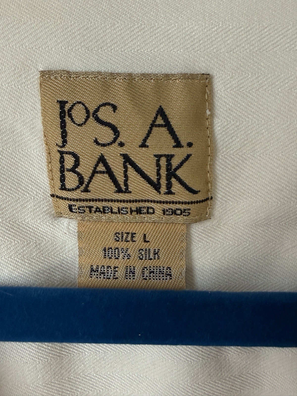 Jos A Bank Men’s 100% Silk Button Up Short Sleeve Cream Ivory Shirt Large