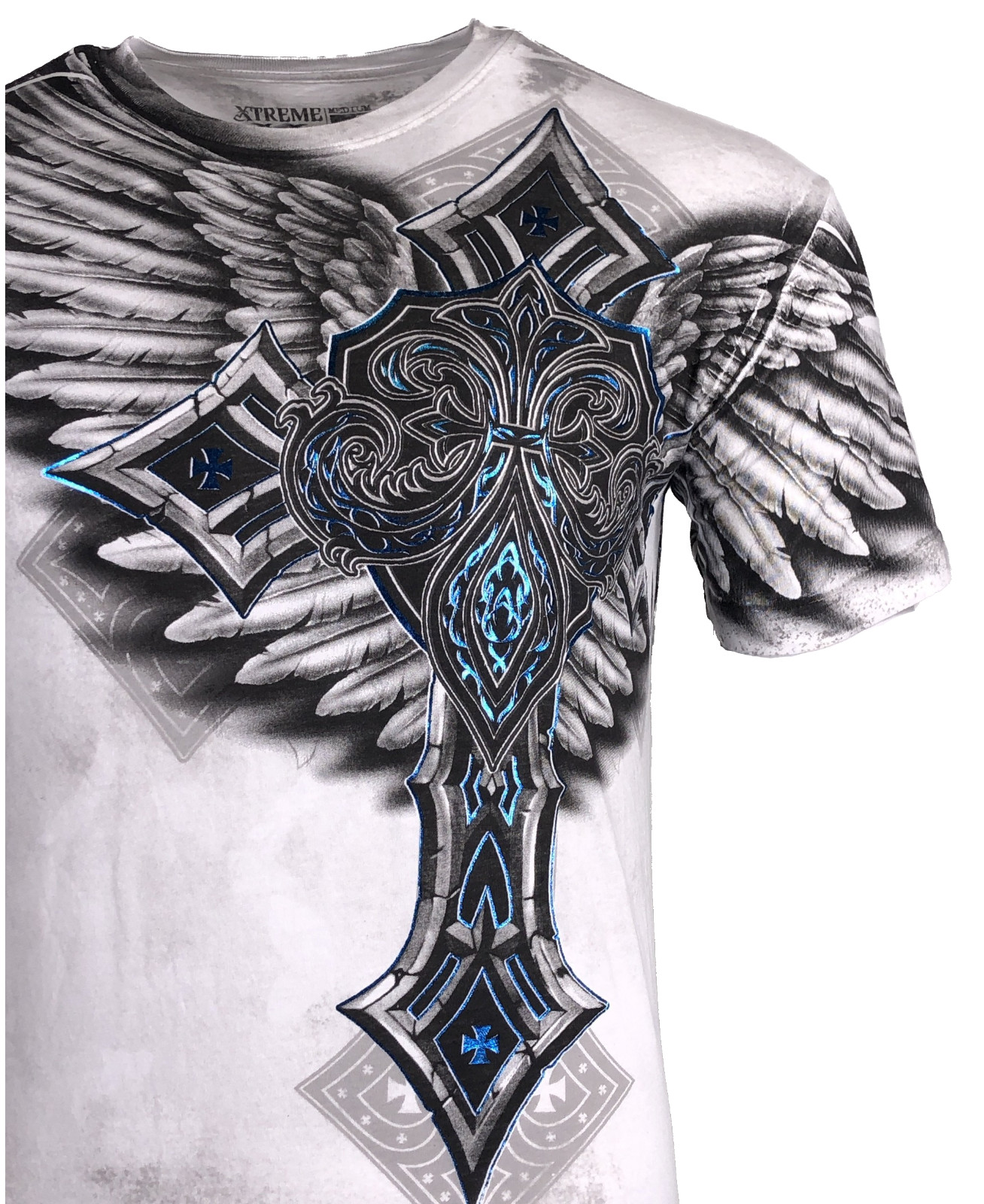 Xtreme Couture by Affliction Men’s T-Shirt LAST BLOW White Biker Wings MMA