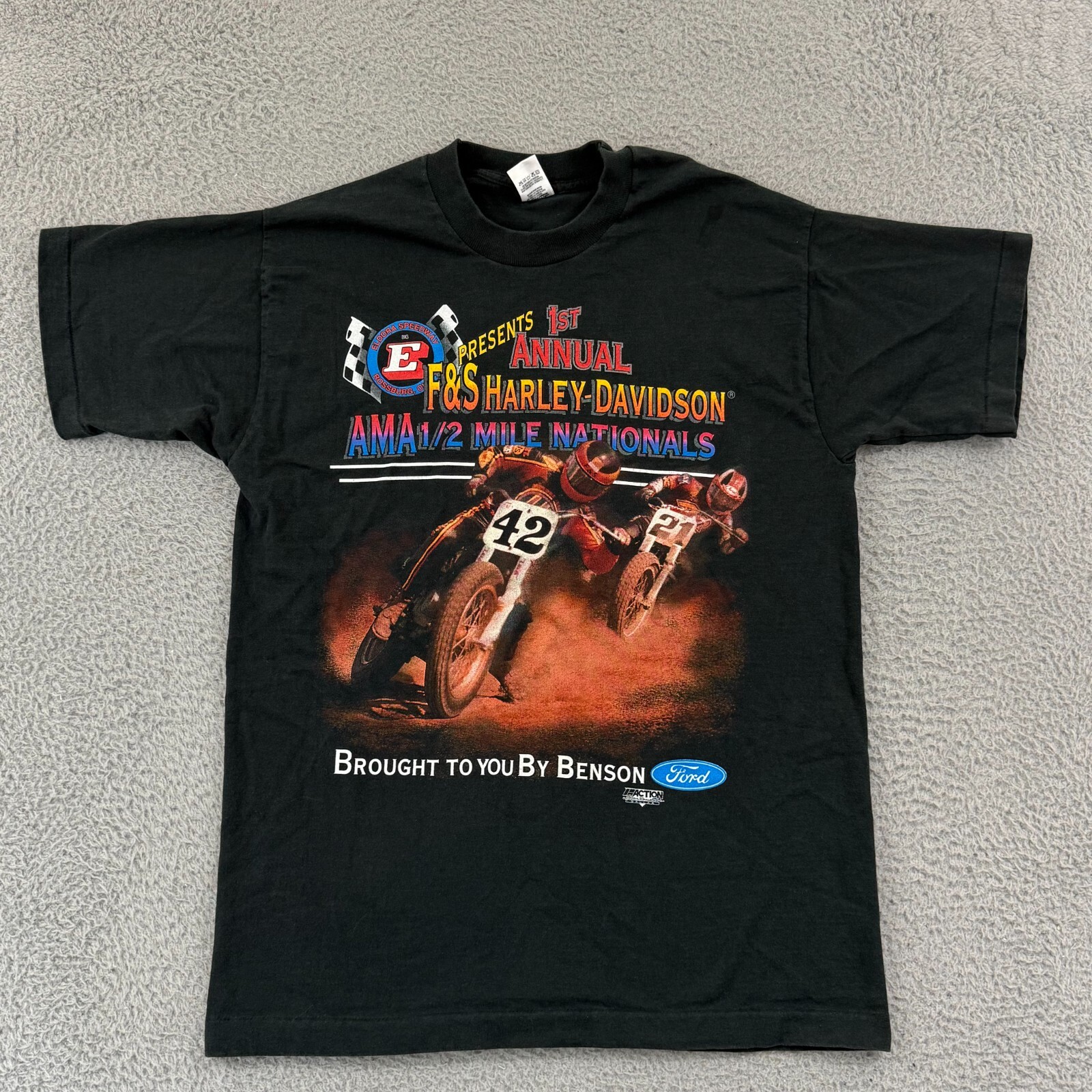 Vintage Eldora Speedway T-Shirt Mens L AMA Harley Davidson 90s Motorcycle Biker