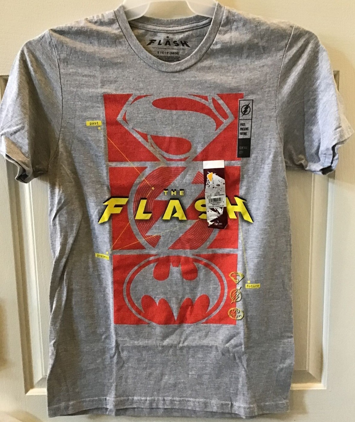 DC Comics THE FLASH Super Icons Men’s S, M, L, XL, 2X, 3XL Heathr Gray Shirt S/S