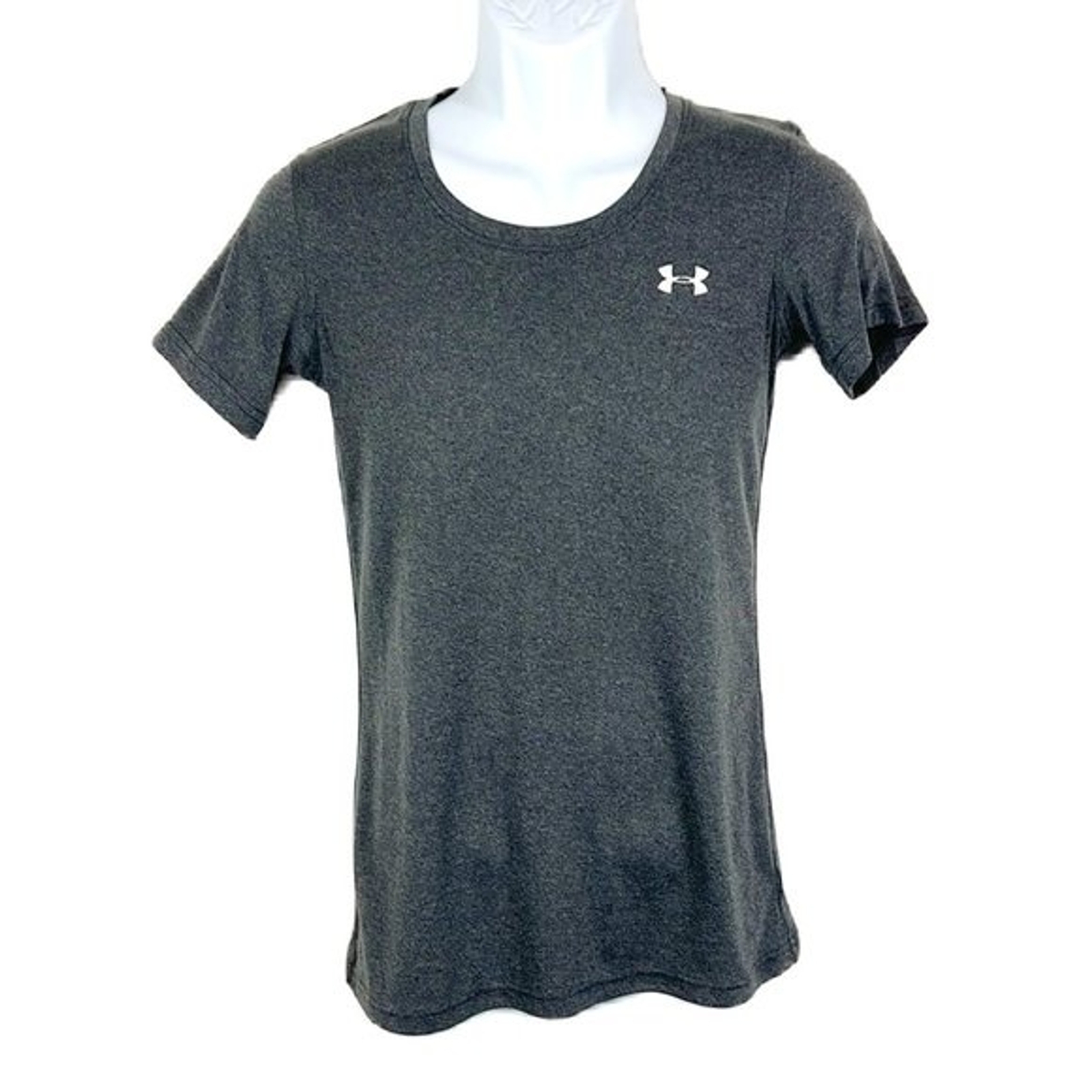Under Armour Shirt Men Small Grey Semi Fitted Heat Gear Short Sleeve Activewear