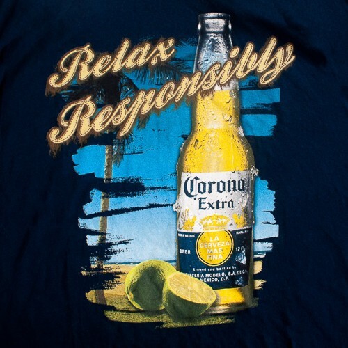 Corona Extra Relax Responsibly Mens T Shirt Size XL Blue
