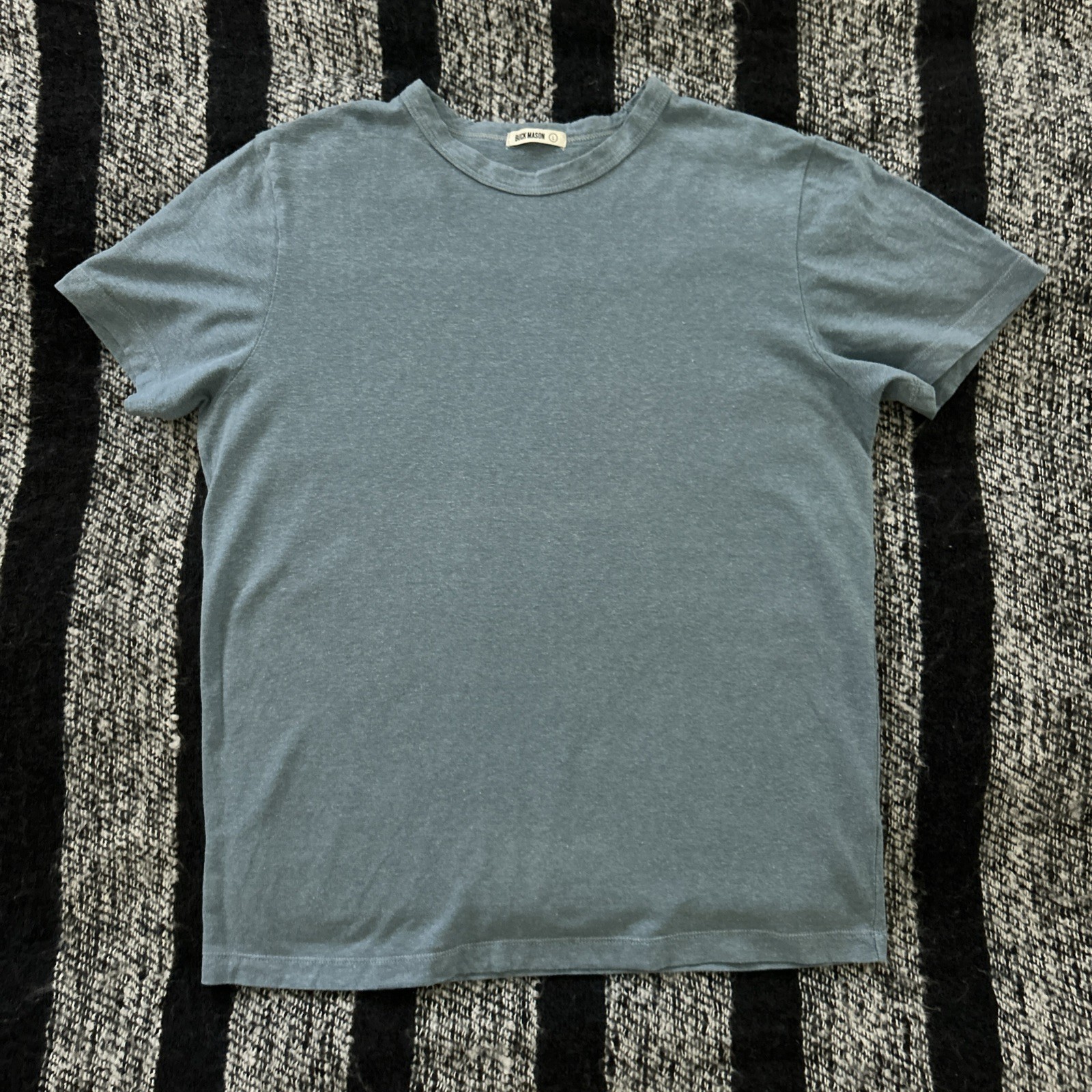 🇺🇸 Buck Mason Yuma Tee T-Shirt Mens L Hemp Blend Short Sleeve Crewneck Blue