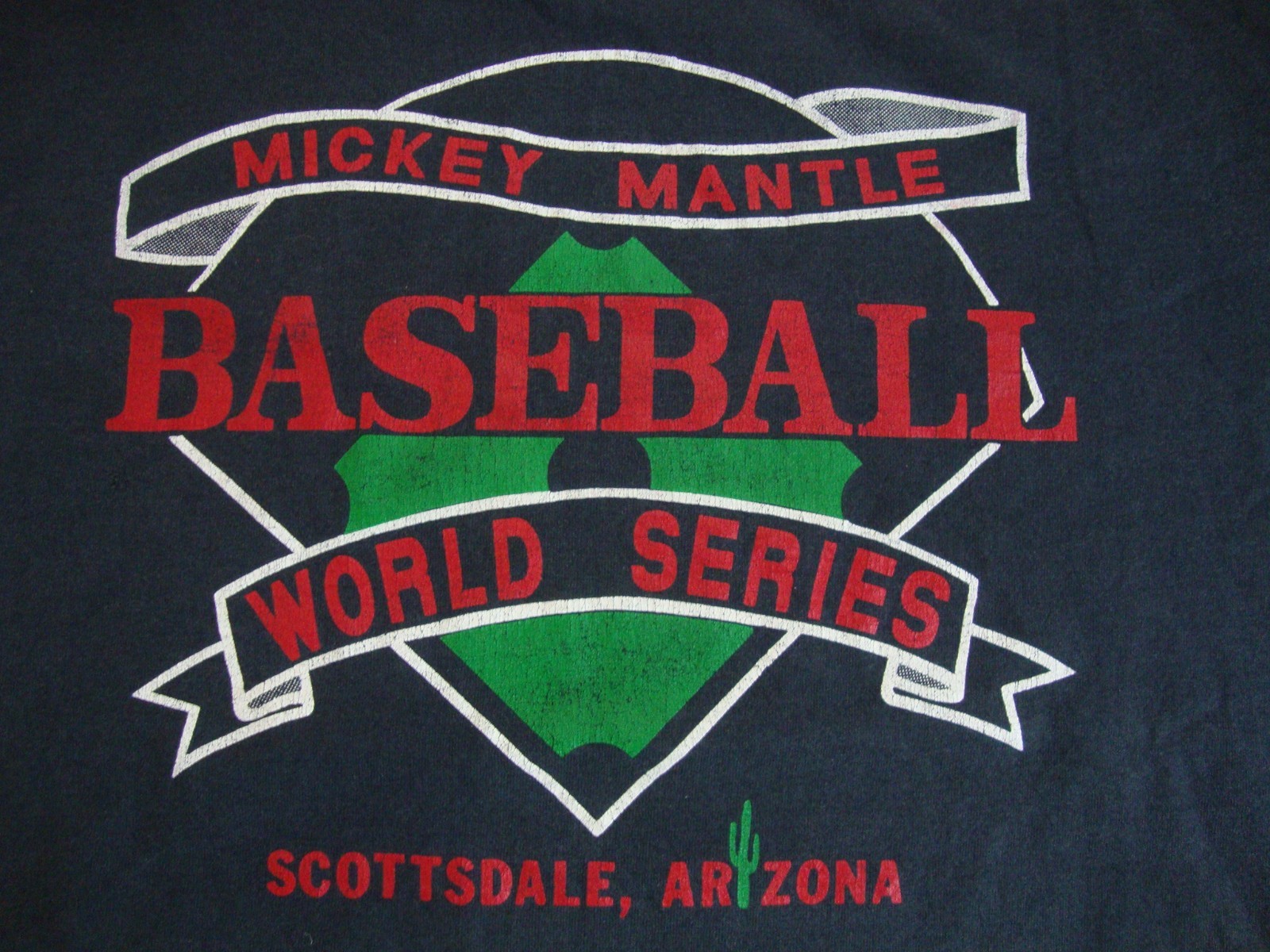 Vintage Mickey Mantle World Series Baseball Black Athletic Adult T Shirt L