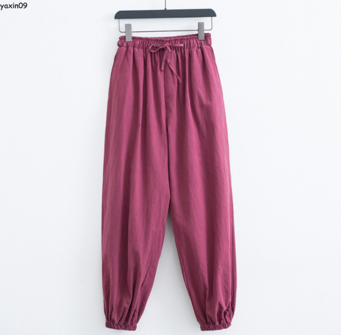 Men Cotton Linen Han Fu Summer Casual T-Shirt and Pants Outfits Sets Tang Suit