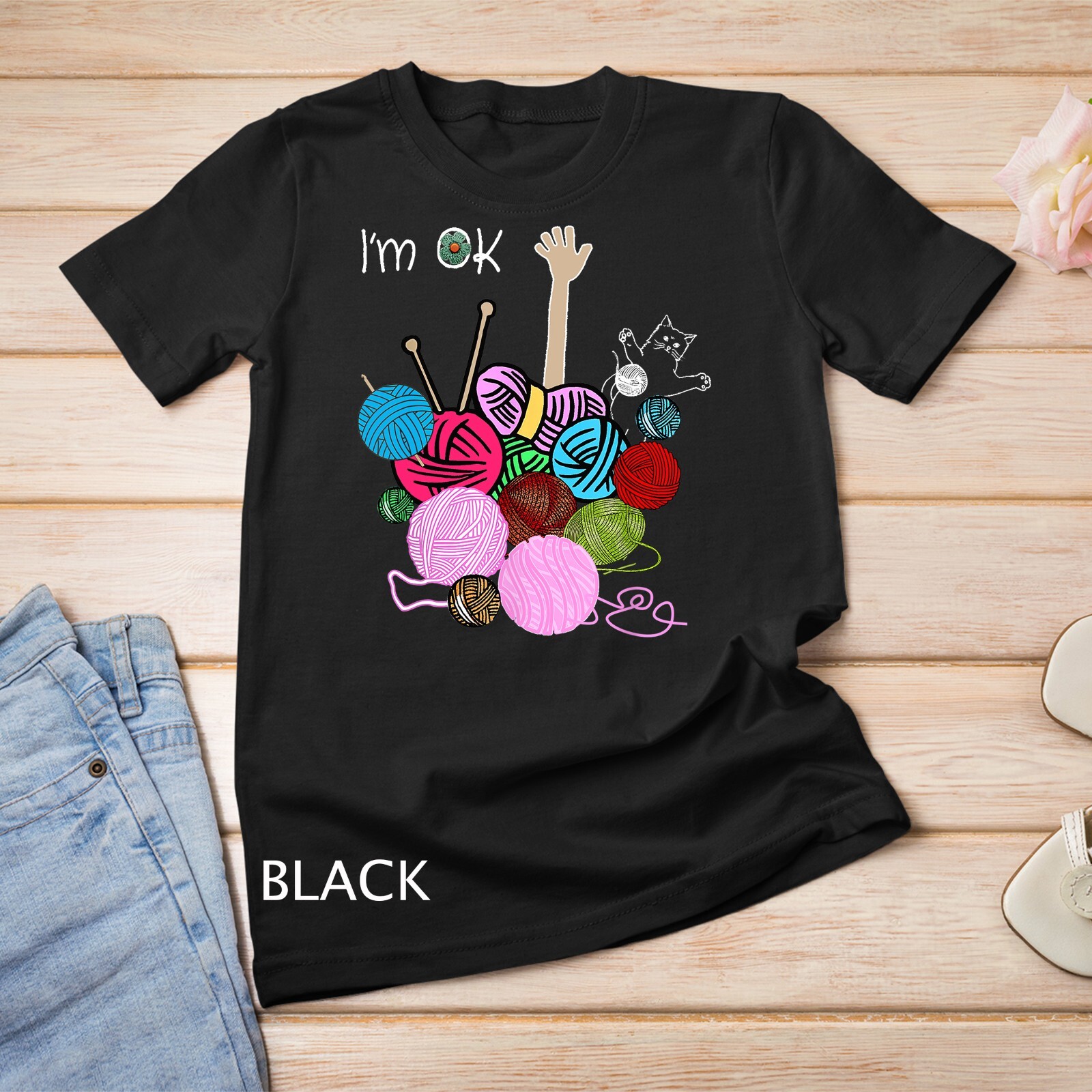 I’m Ok Crochet And Knitting Funny Crocheting T-Shirt Unisex T-shirt