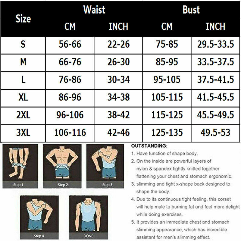 Men’s Slimming Vest Abs Abdomen Compression Shirt Workout Tank Tops Body Shaper