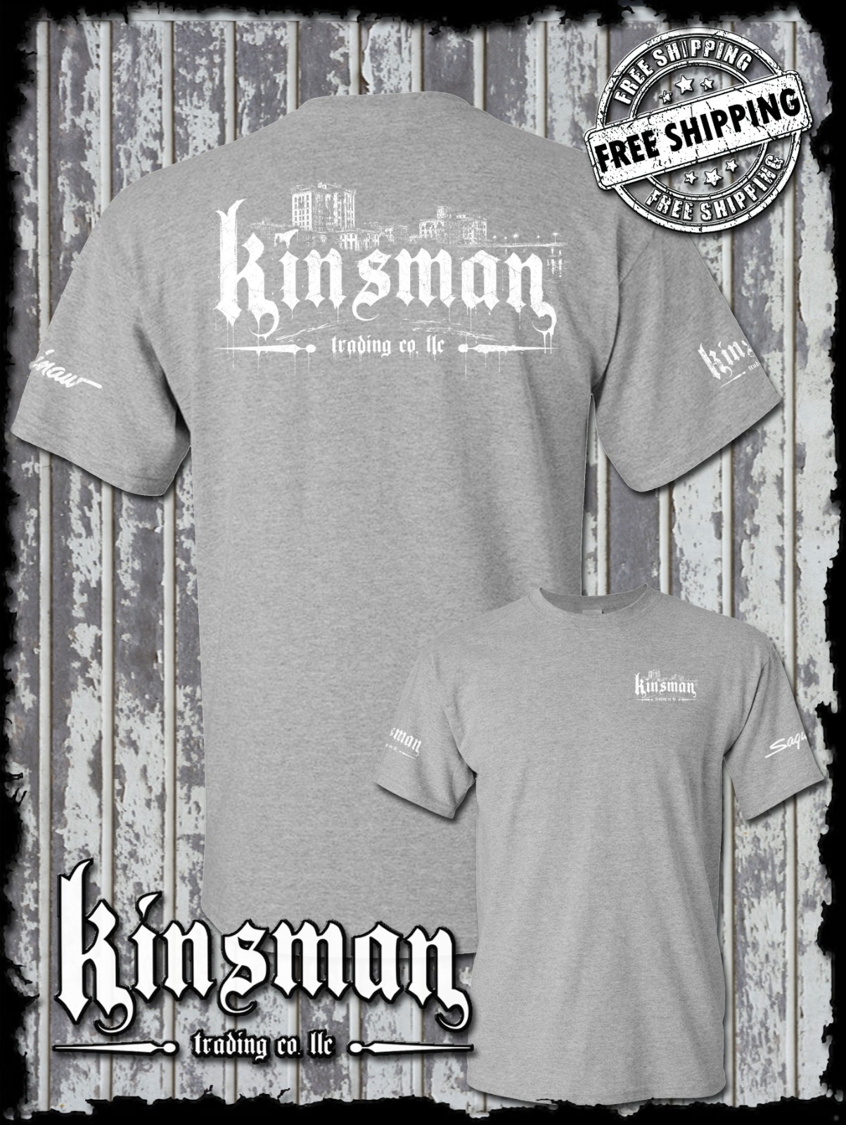 Kinsman Trading Co. LLC Saginaw City Logo 2-Sided T-Shirt Michigan