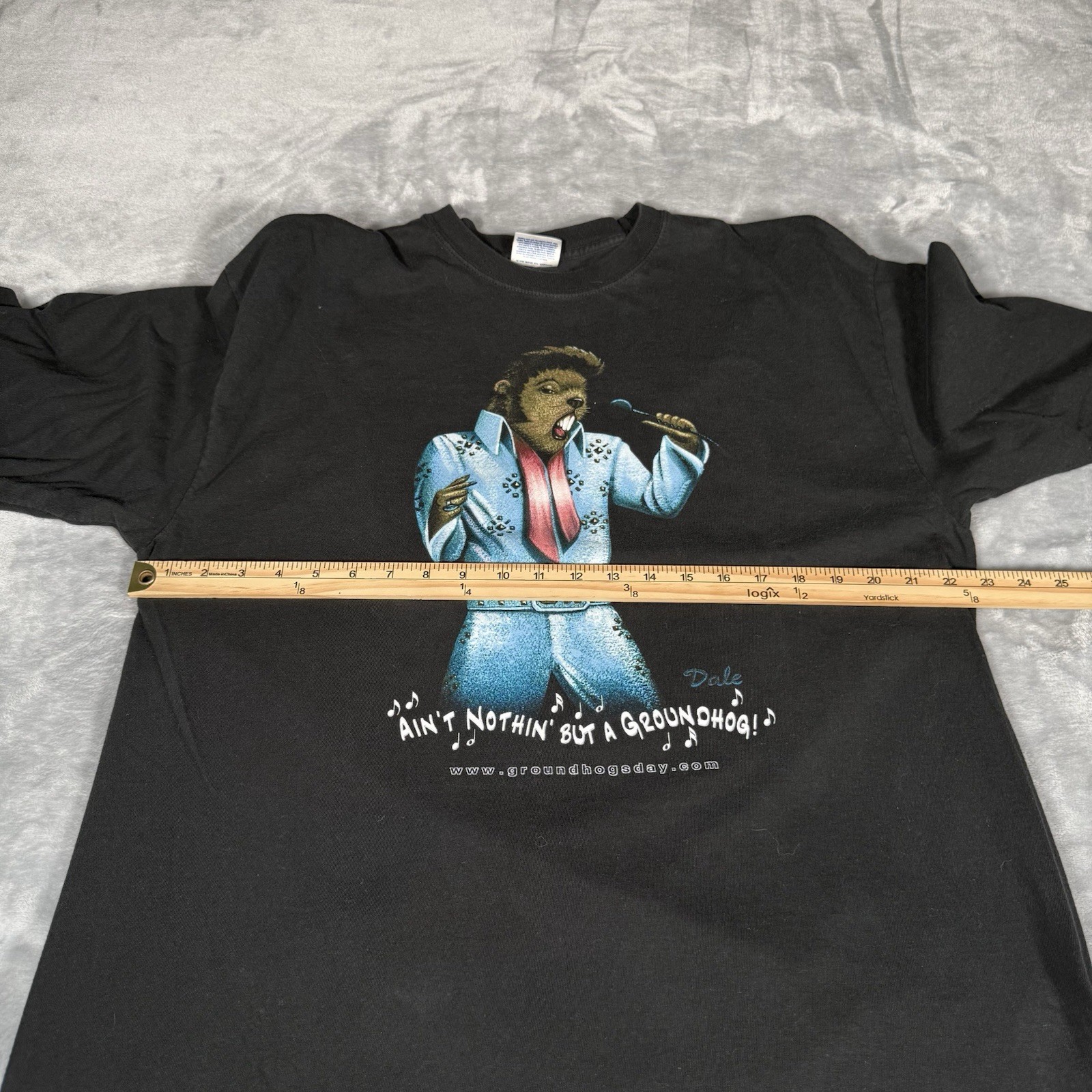 Vintage Groundhog Day Elvis Parody T Shirt Mens XL Long Sleeve Black READ!